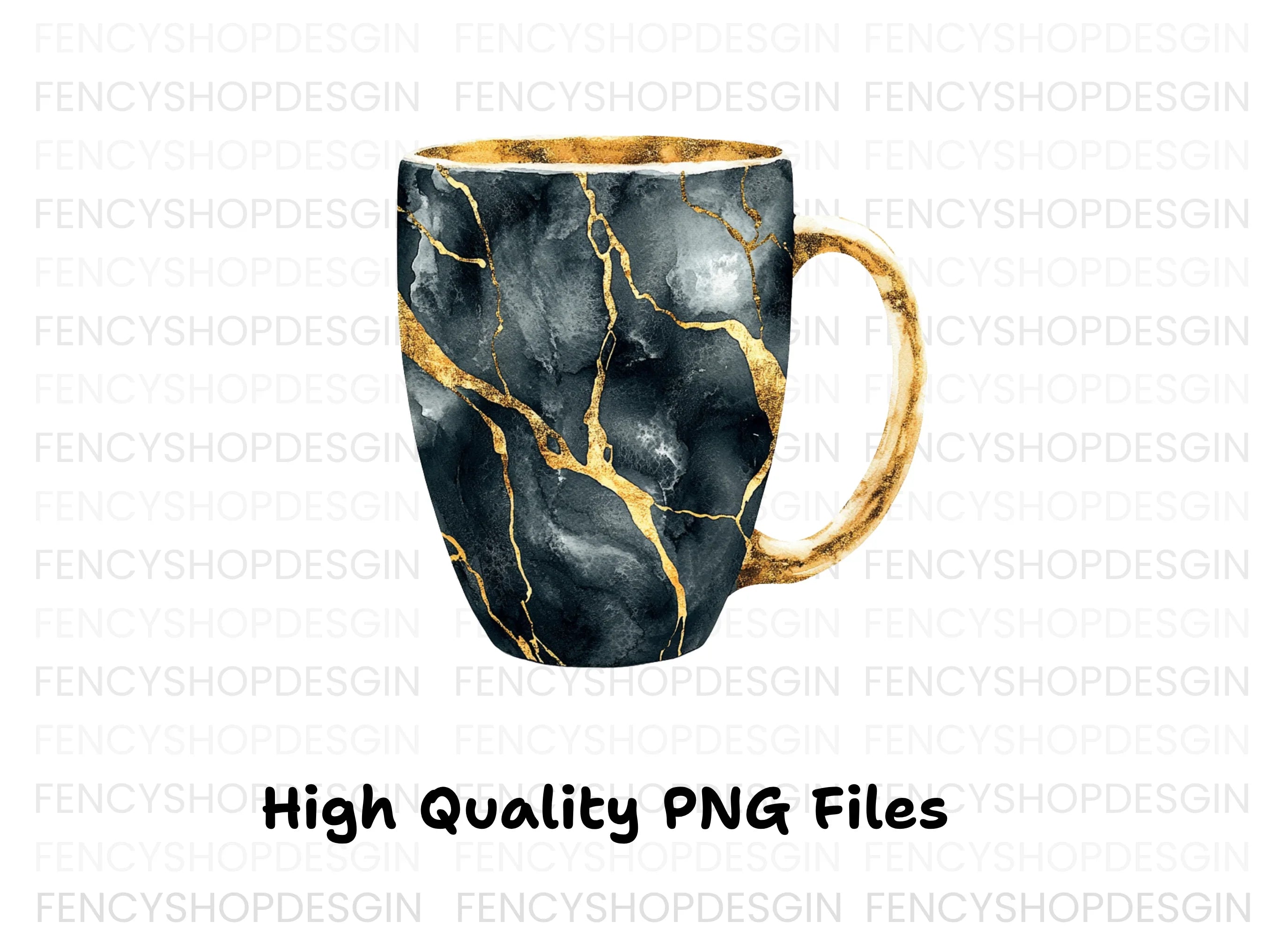 Kintsugi Black and Gold Clipart Bundle