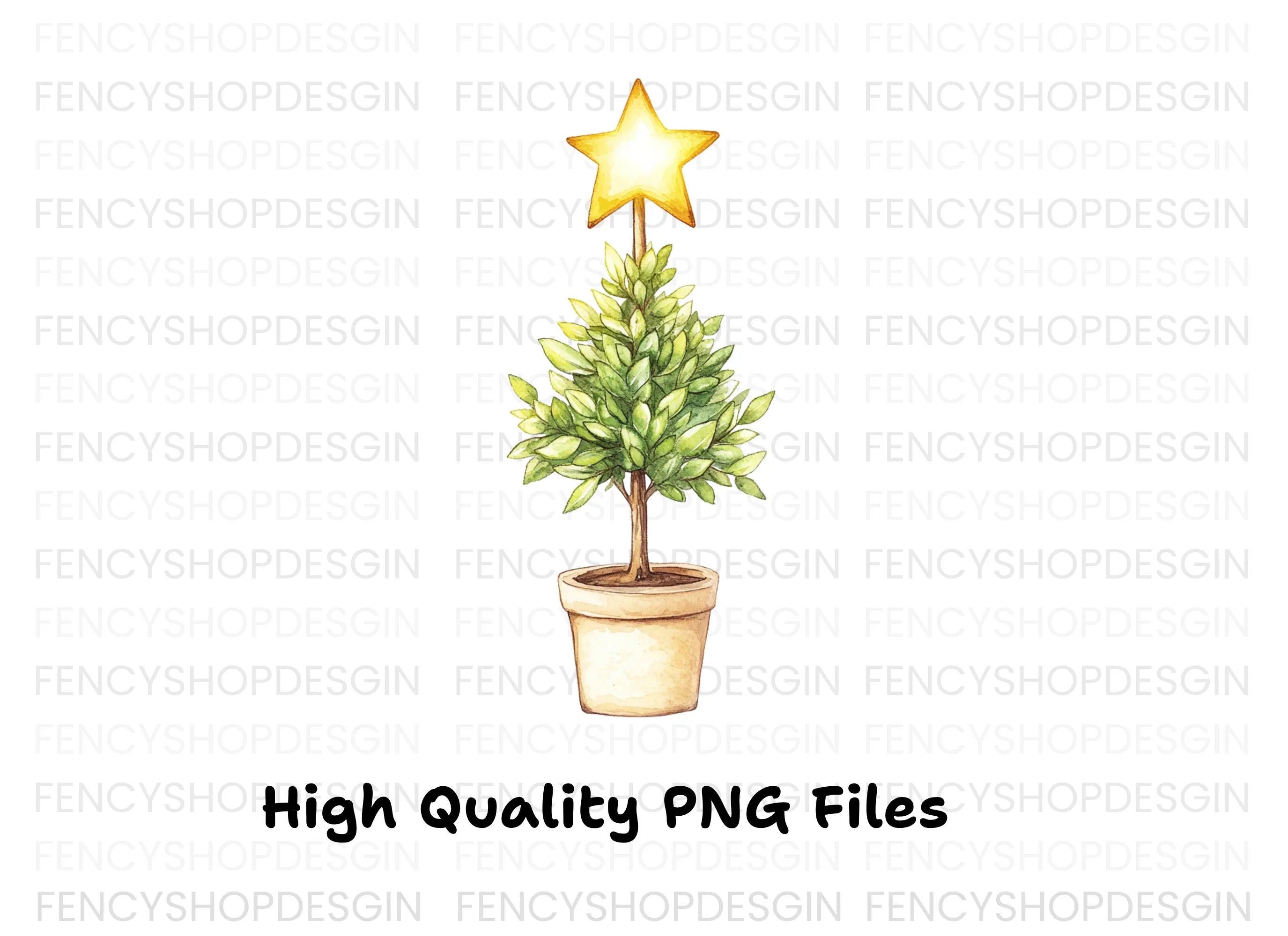 Potted Christmas Trees Clipart Bundle
