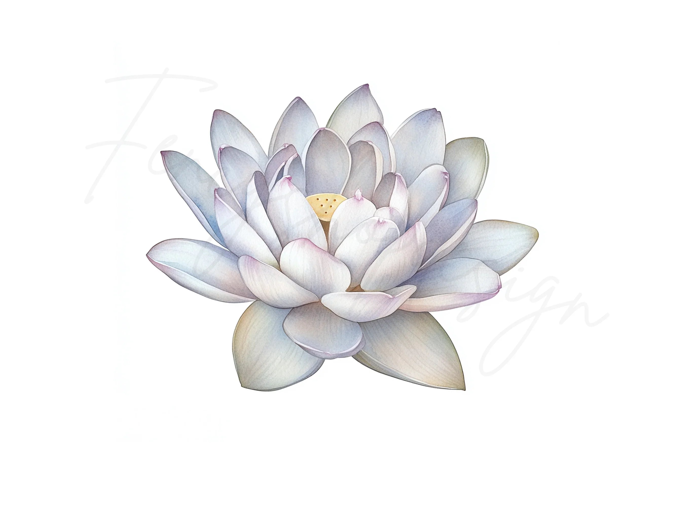 Graceful White Lotus Flower Clipart Bundle