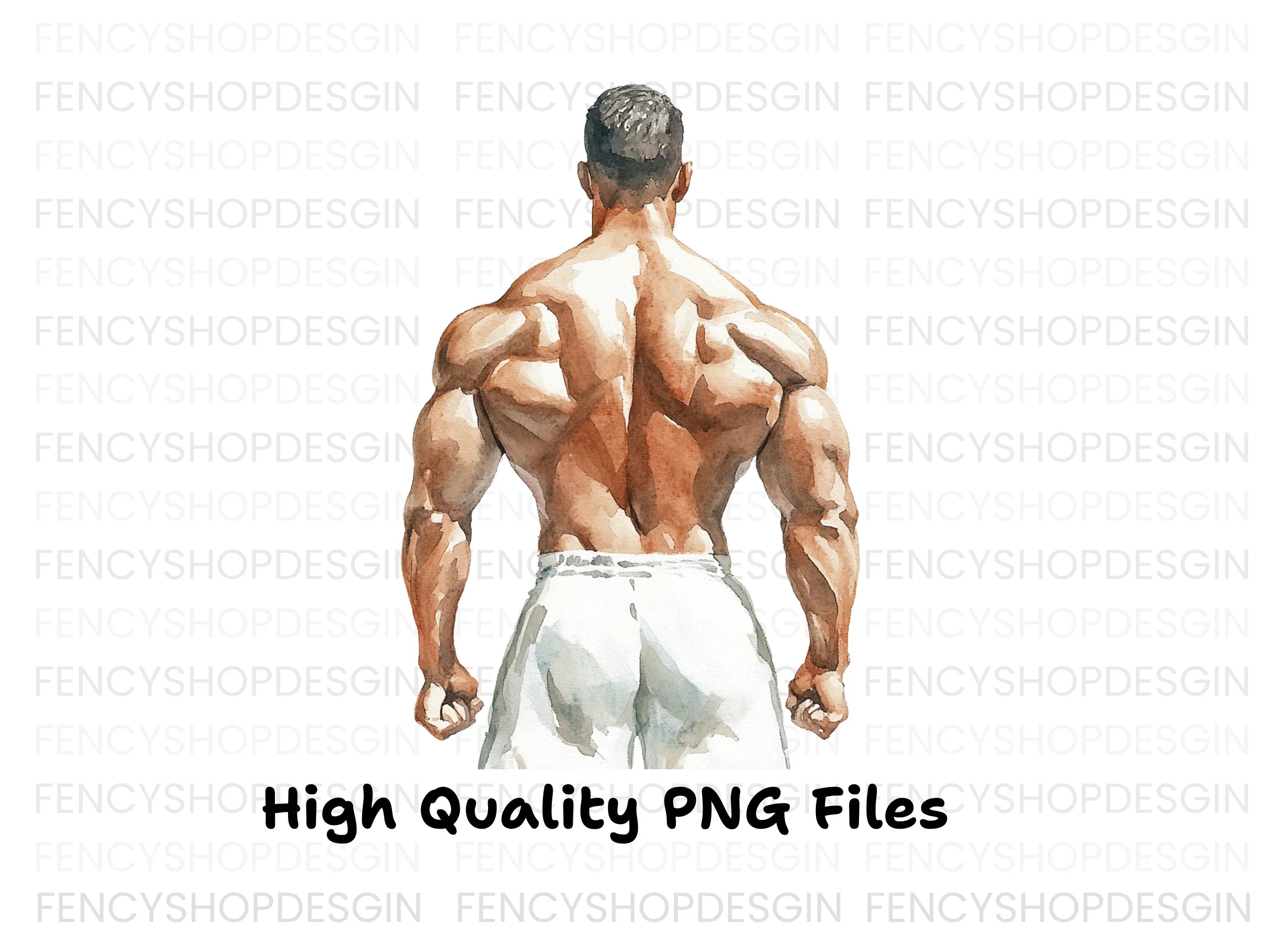 Muscular Man Back View Clipart Bundle