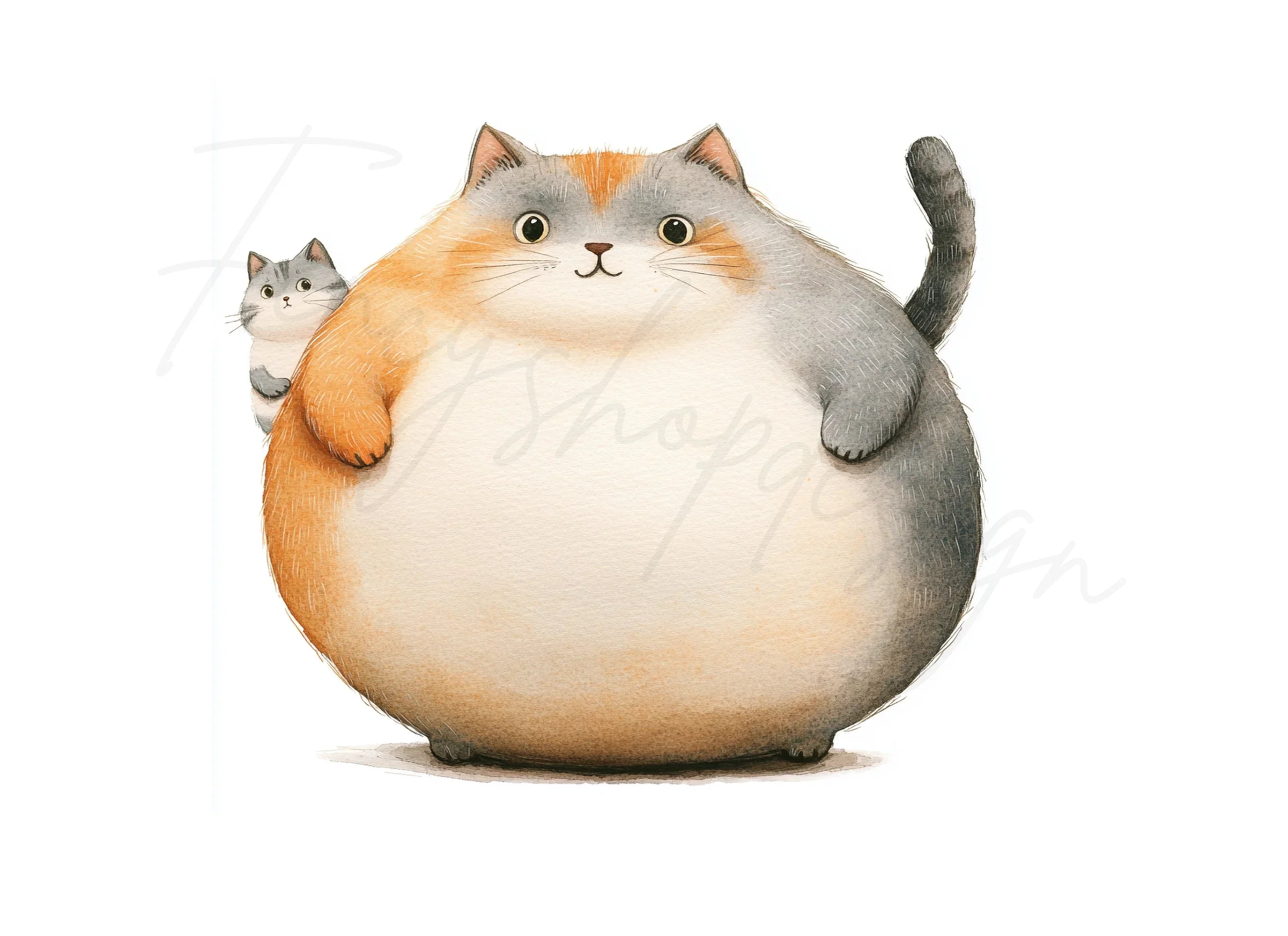 Chubby Cat and Kitten Clipart Bundle
