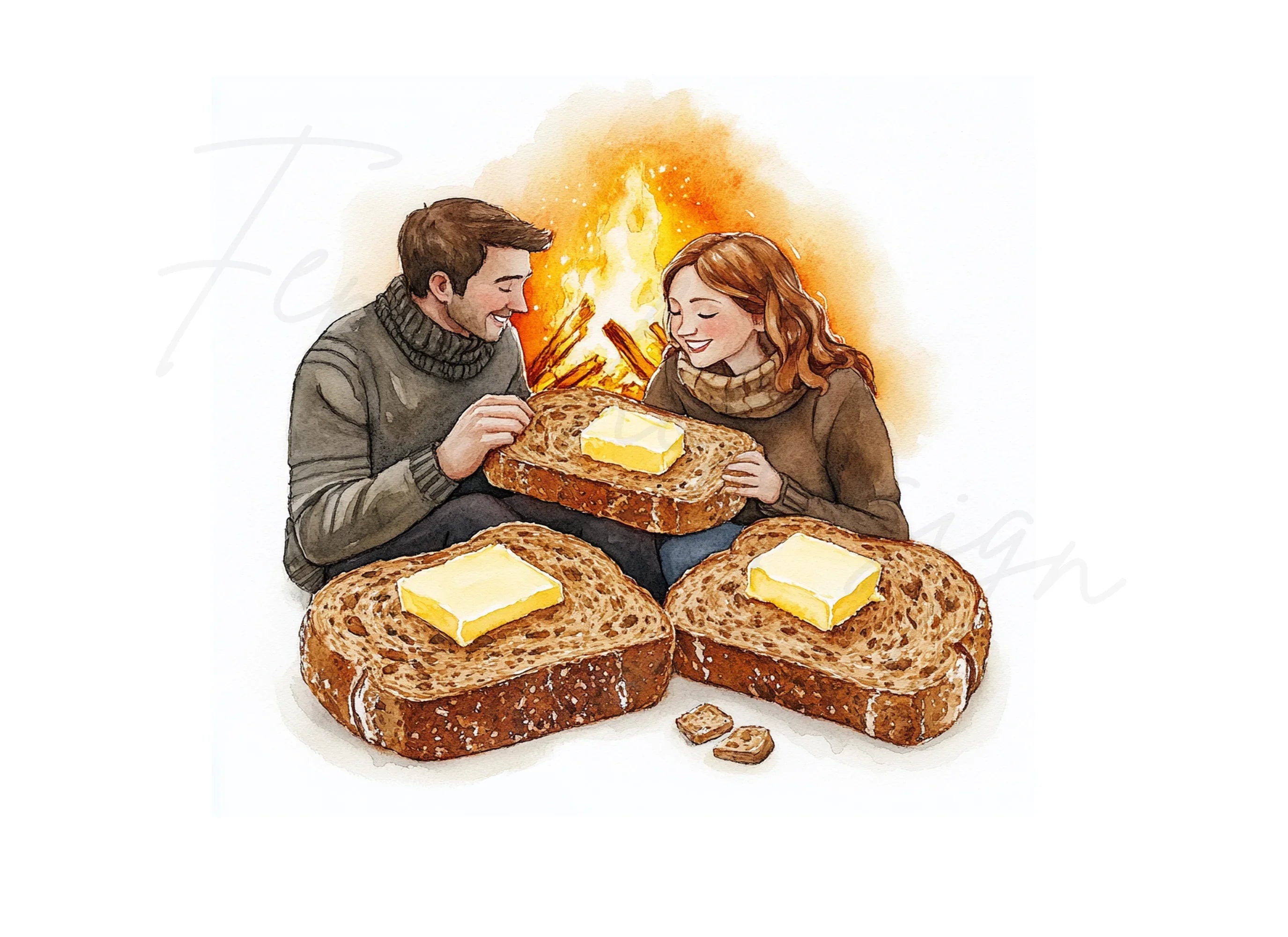 Cozy Fireplace Toast Clipart Bundle