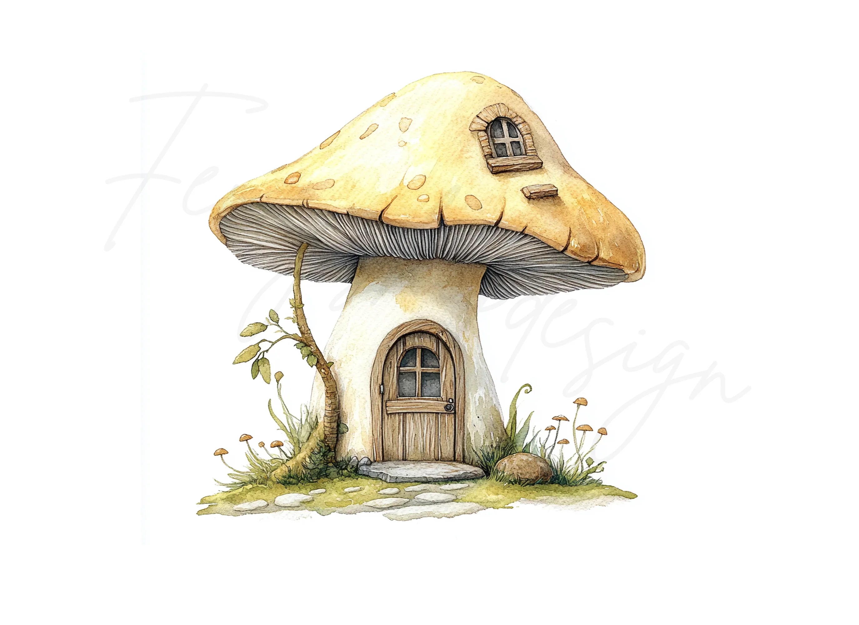 Charming Mushroom House Clipart Bundle