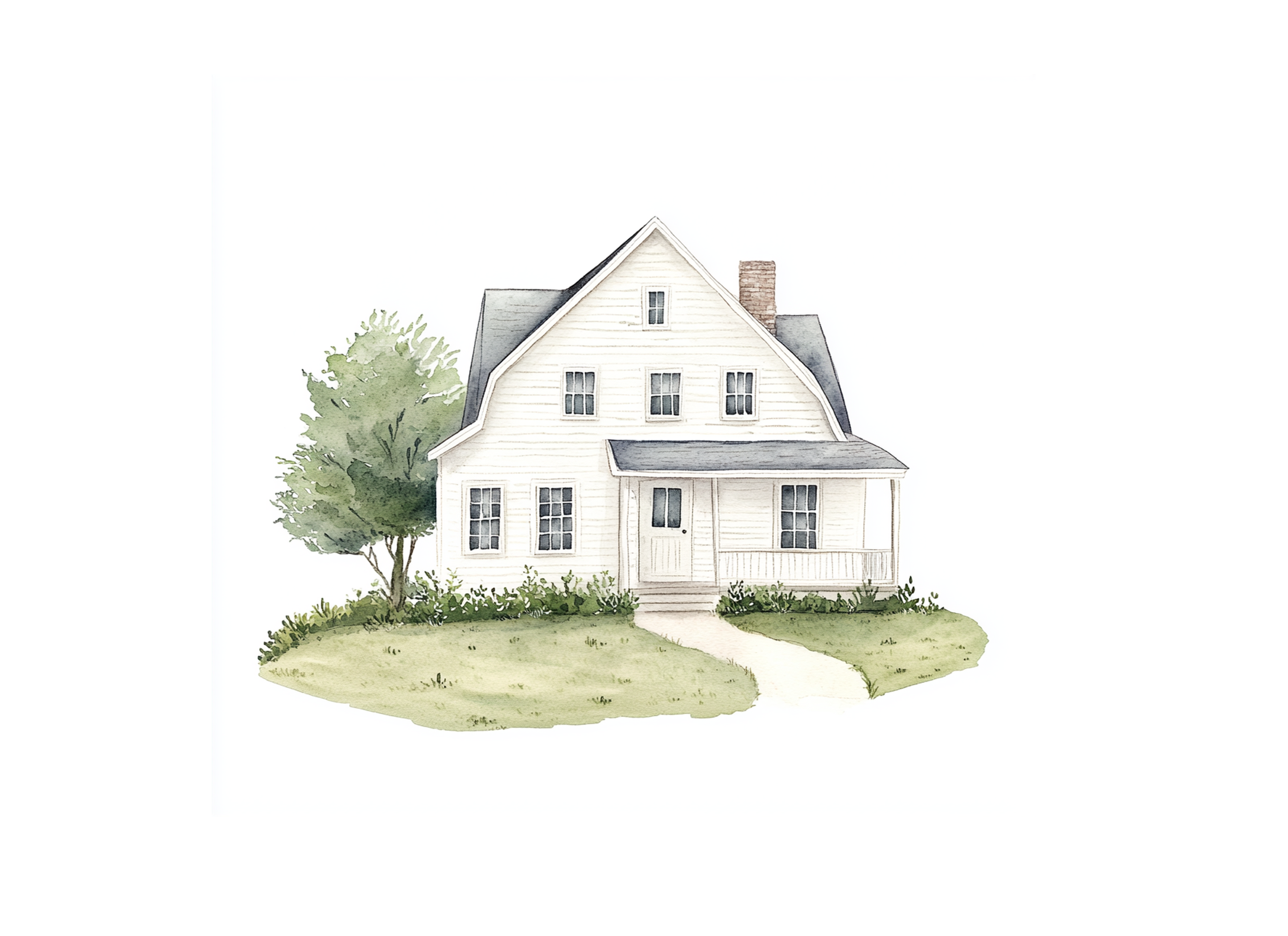 White House with Trees Clipart Bundle