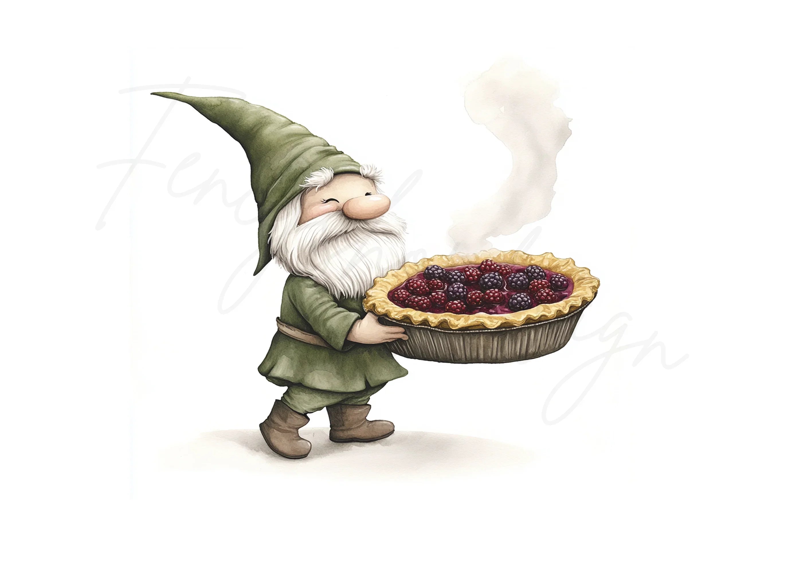 Gnomes Baking Berry Pie Clipart Bundle