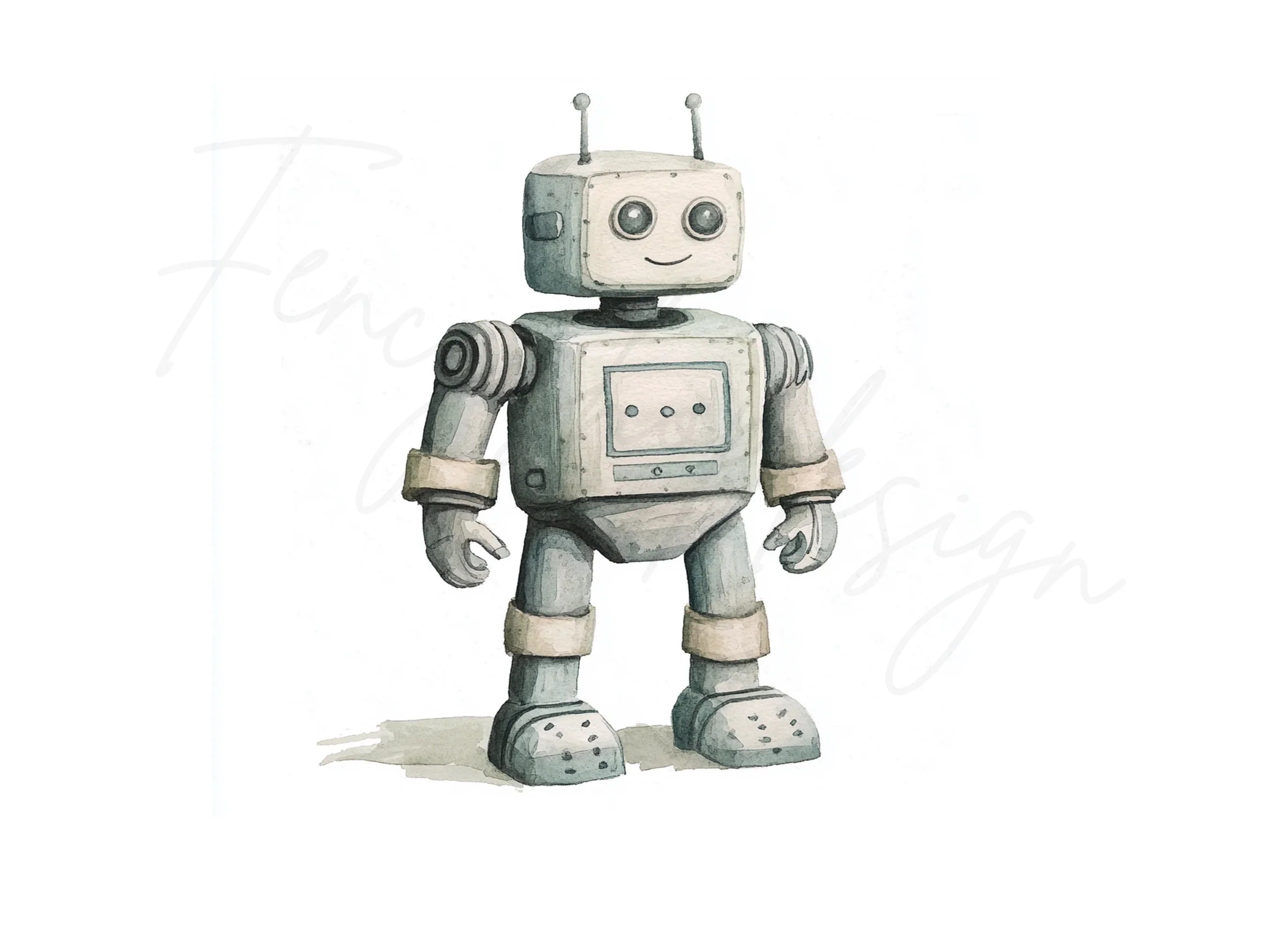 Vintage Style Robot Clipart Bundle