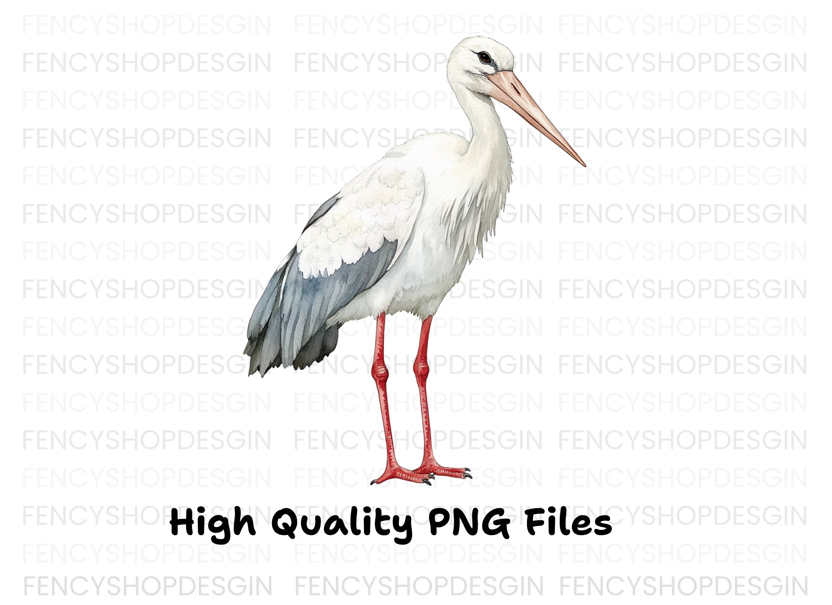 Elegant Stork Pair Clipart Bundle