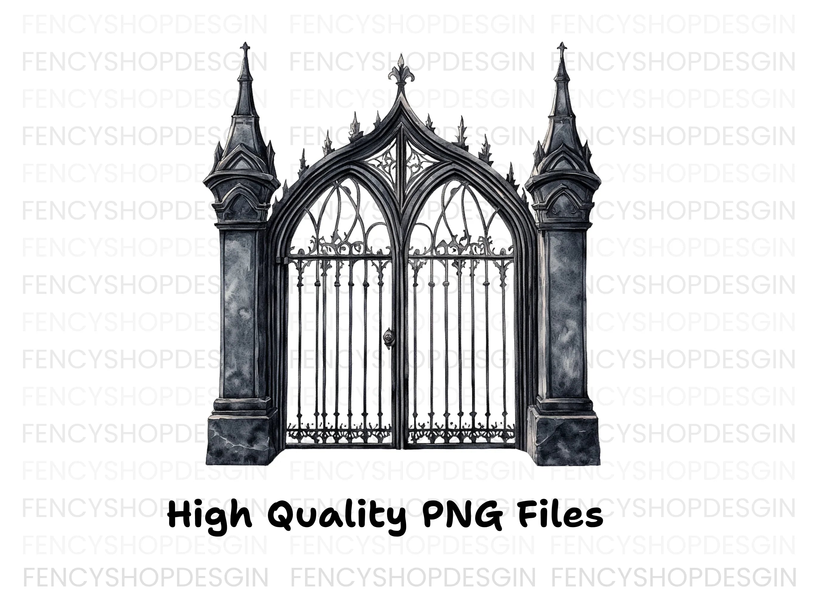 Ornate Gothic Gates Clipart Bundle