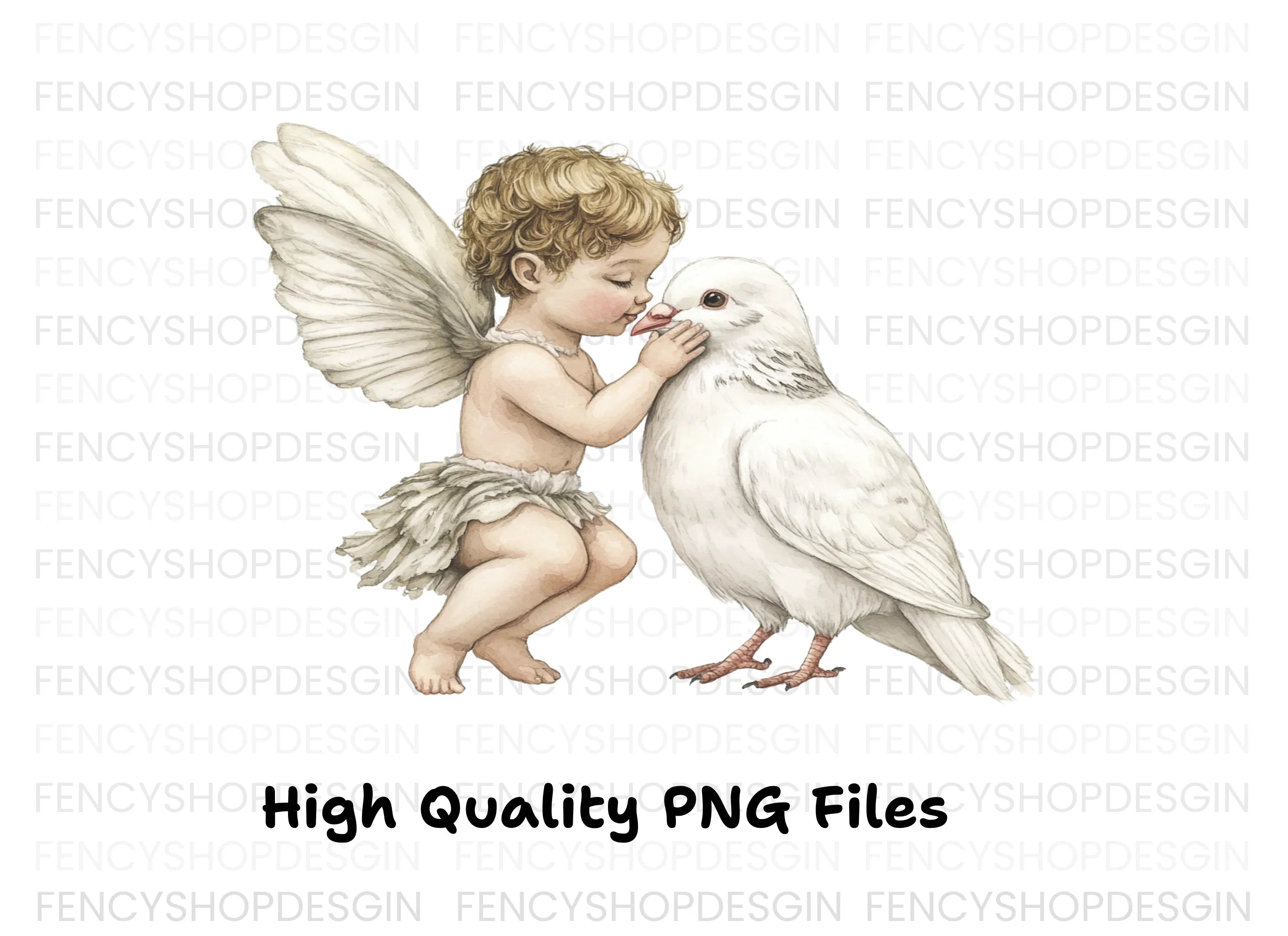 Cute Cherubs and Doves Clipart Bundle