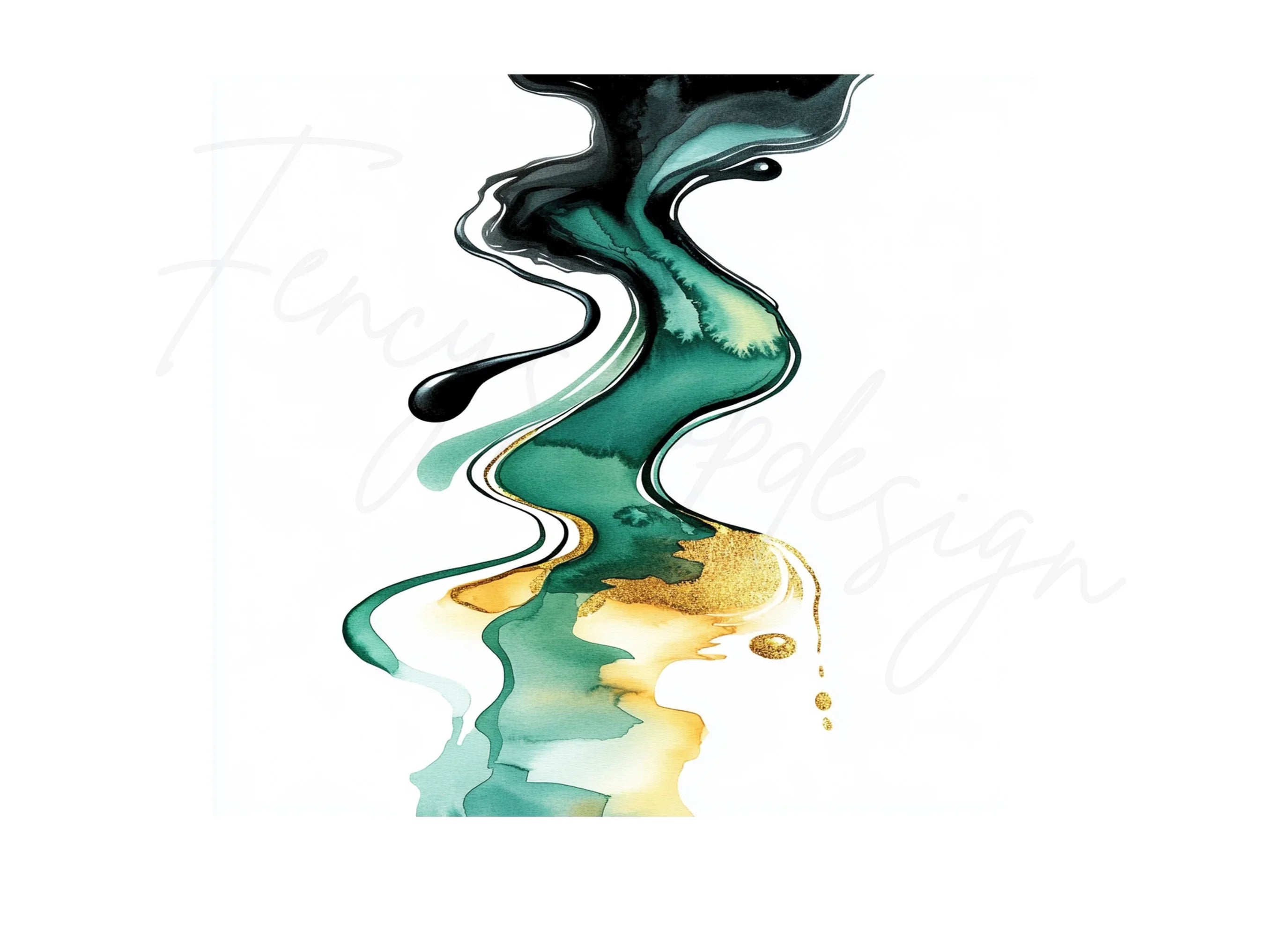 Abstract Teal Gold Shapes Clipart Bundle
