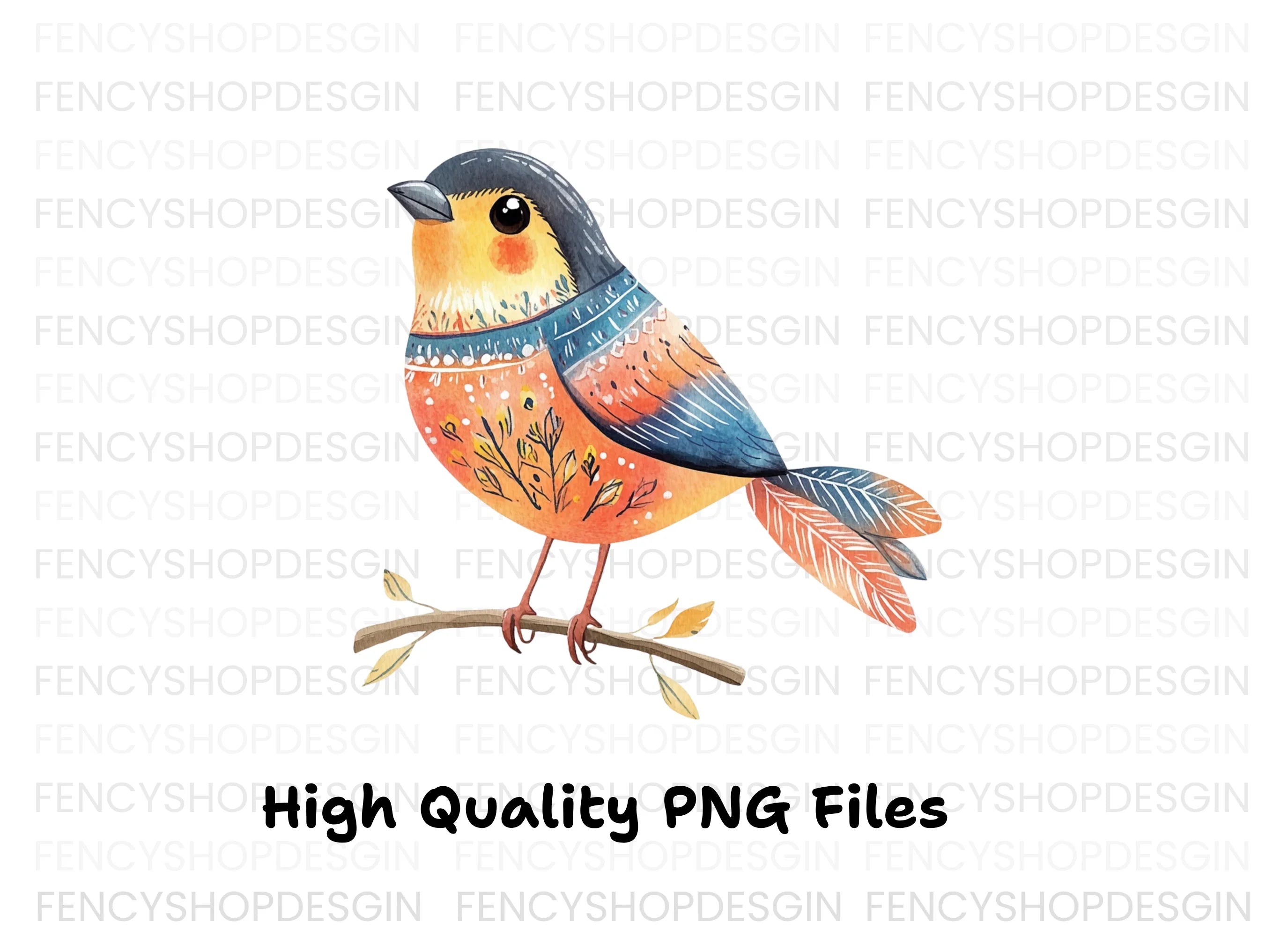 Charming Bird on Branch Clipart Bundle