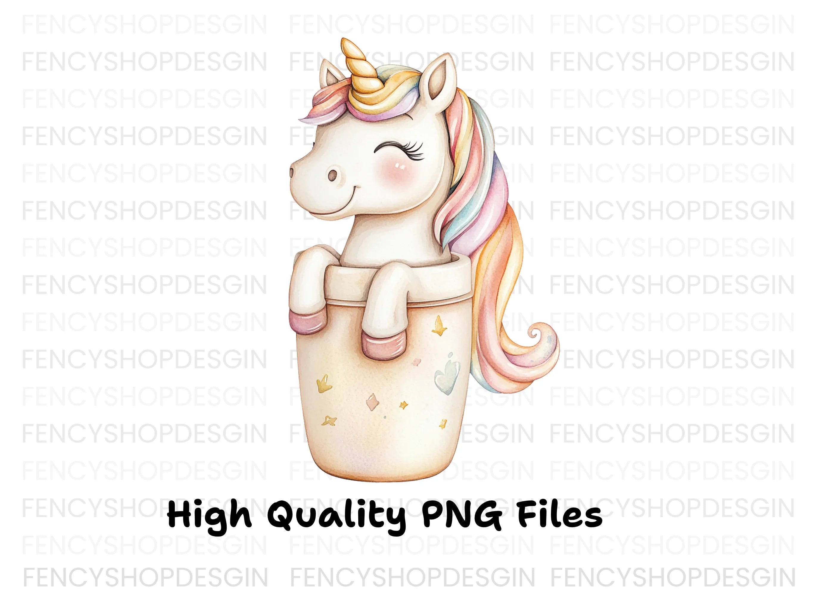 Unicorn in Cup Clipart Bundle