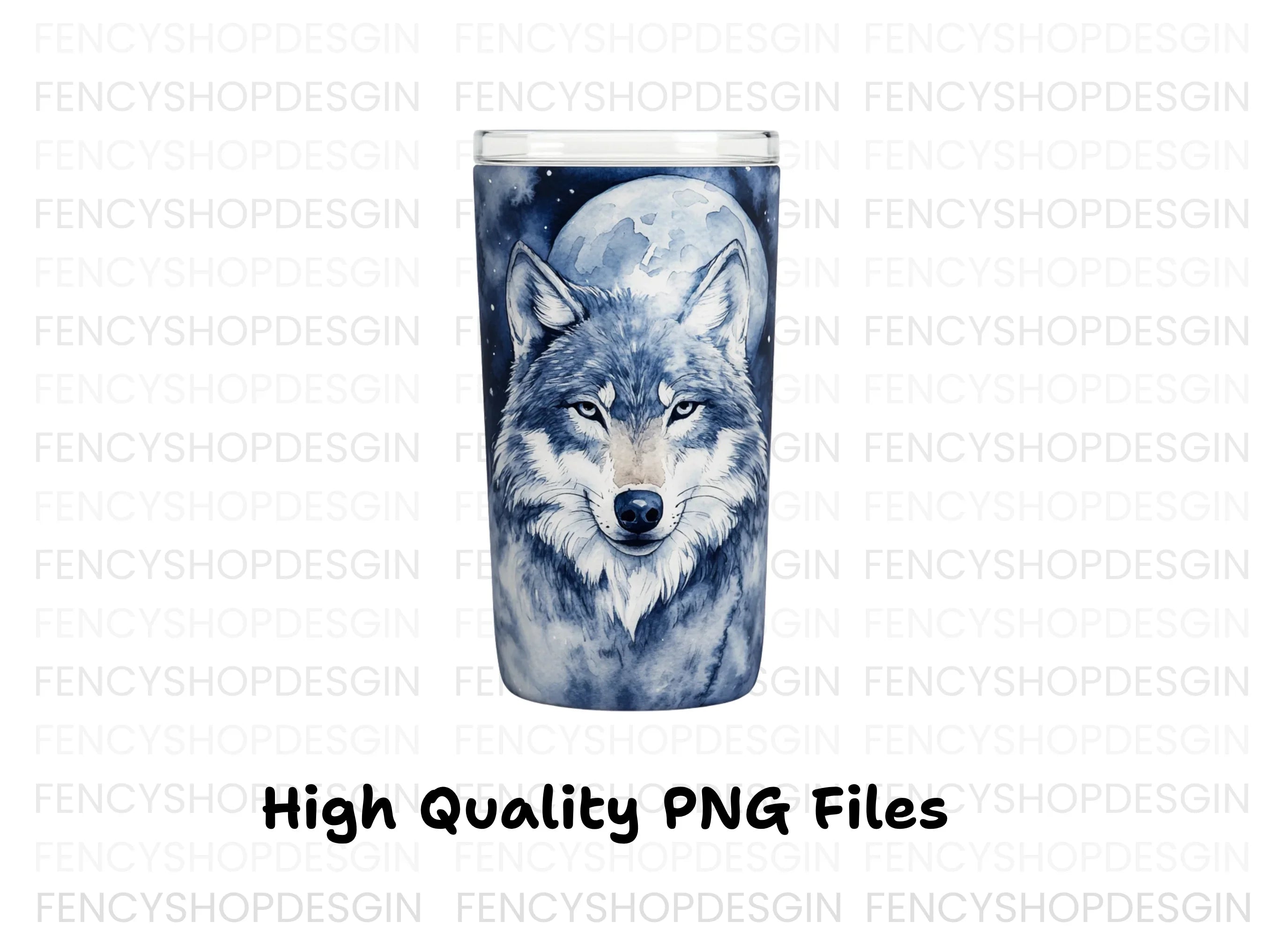 Blue Wolf Moon Tumbler Clipart Bundle