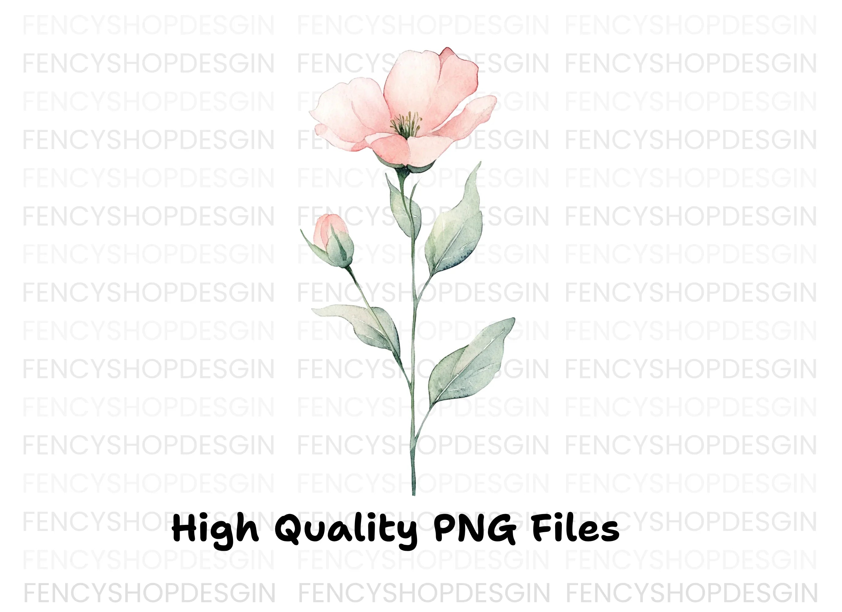 Delicate Pink Flower Clipart Bundle