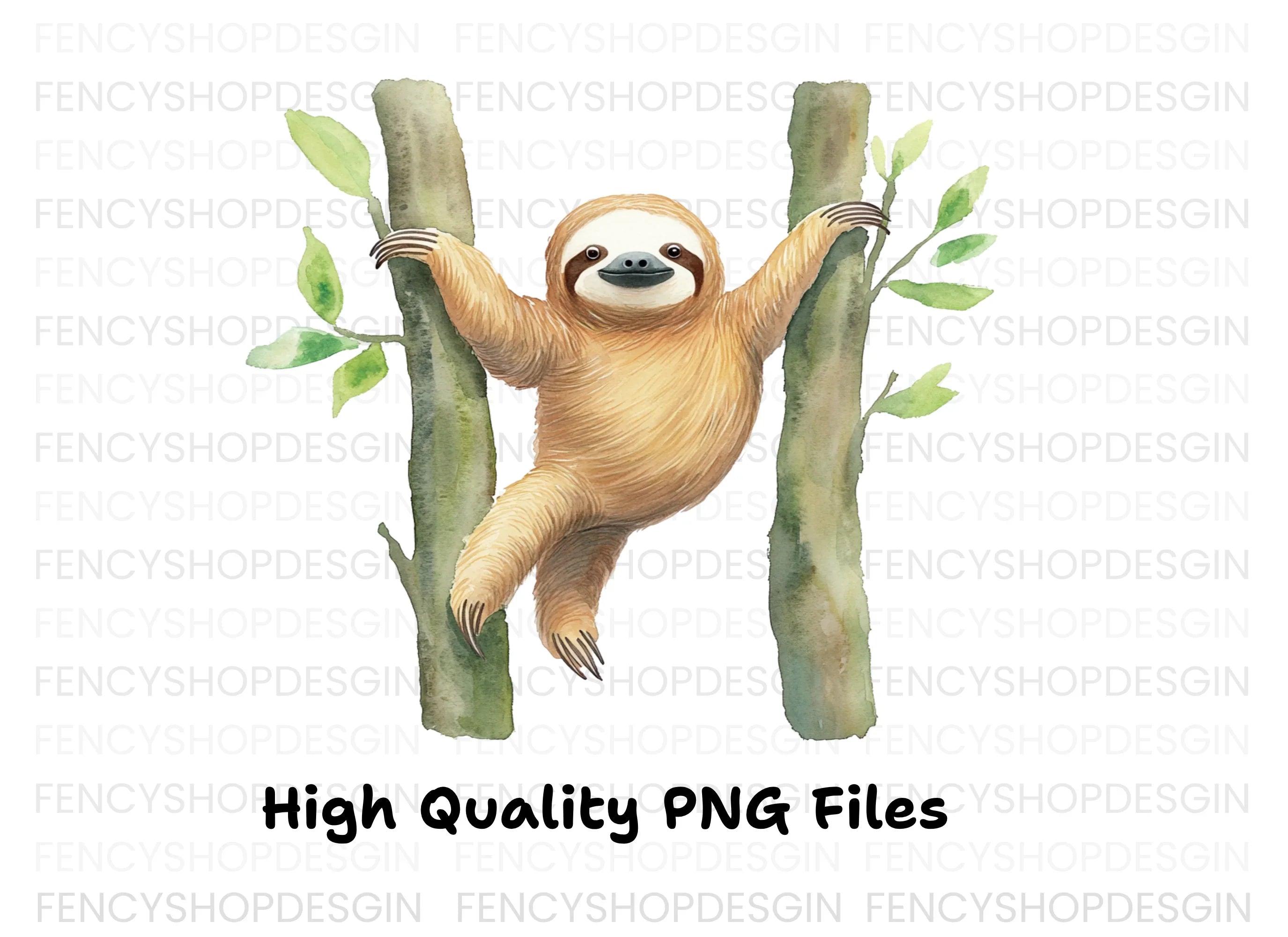 Playful Sloths Climbing Trees Clipart Bundle