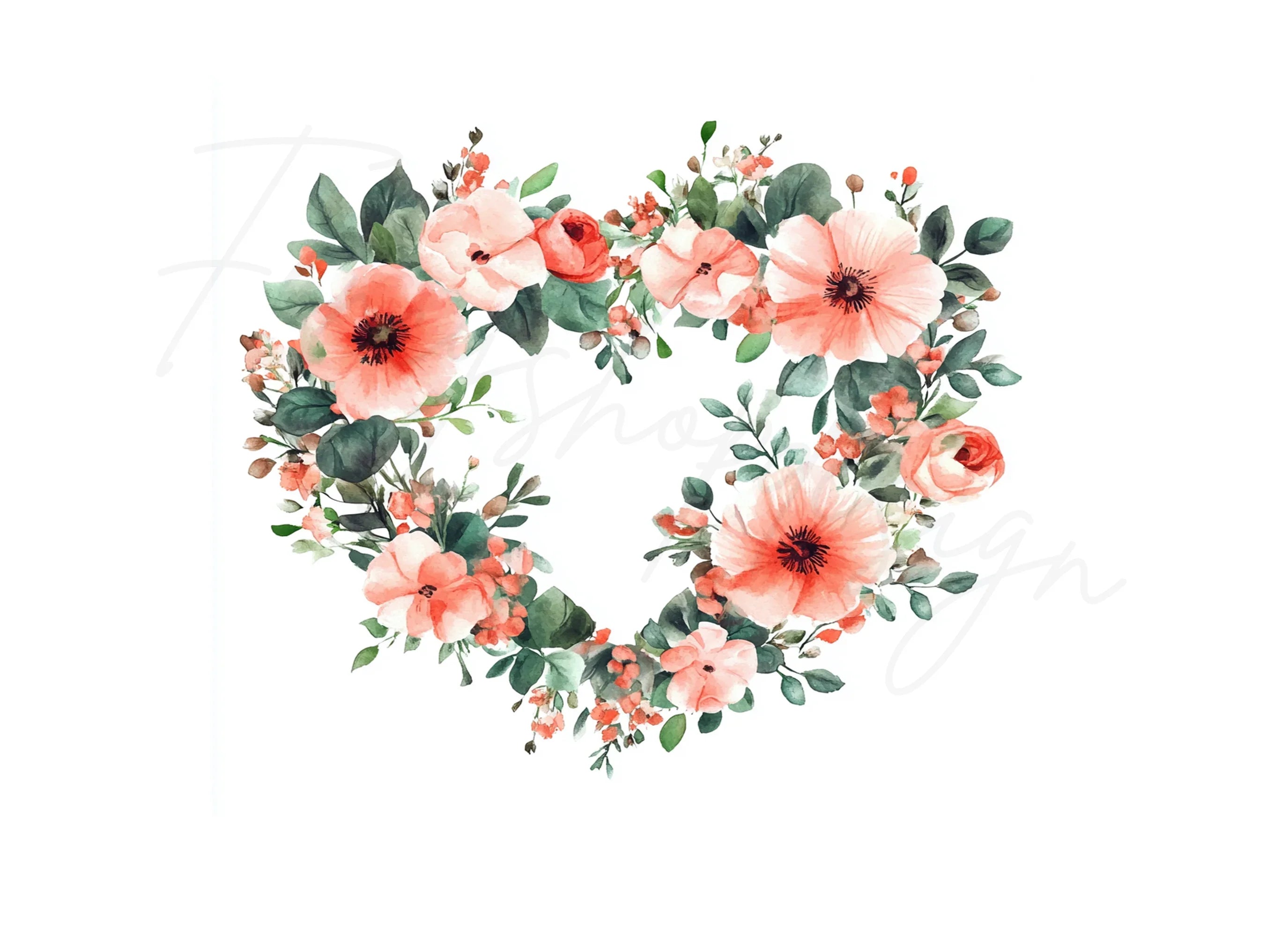 Floral Heart Clipart Bundle