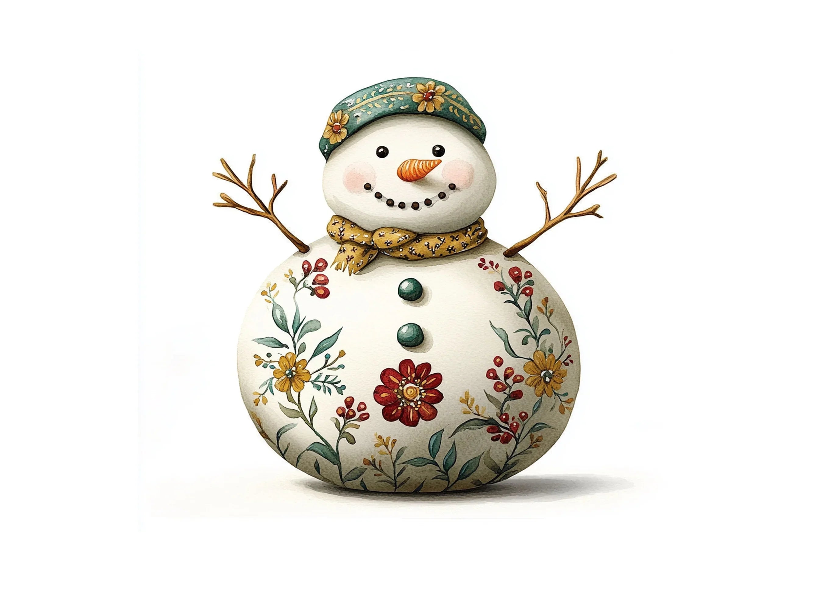 Floral Snowman Clipart Bundle