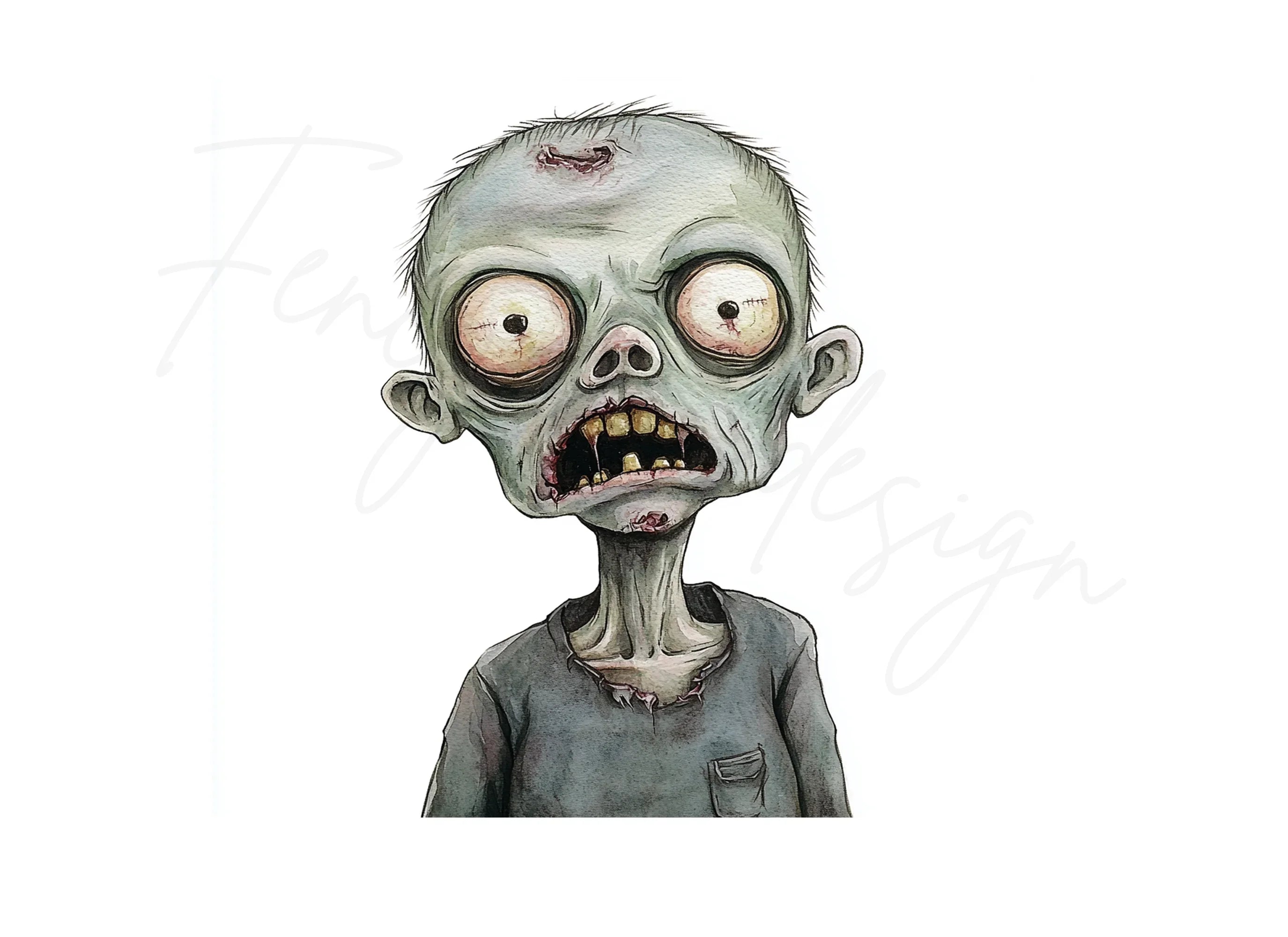 Creepy Zombie Boy Clipart Bundle