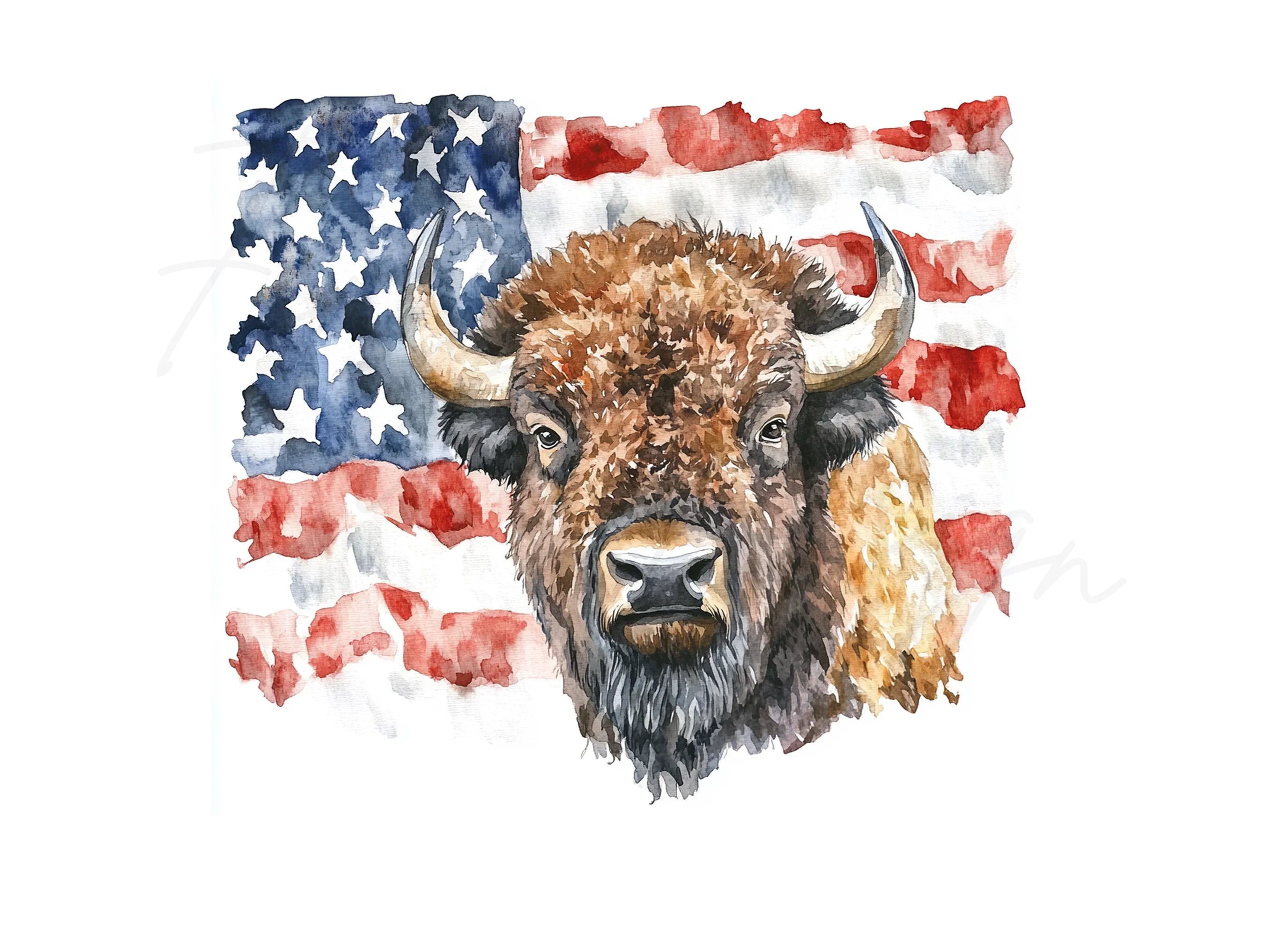 Bison American Flag Clipart Bundle