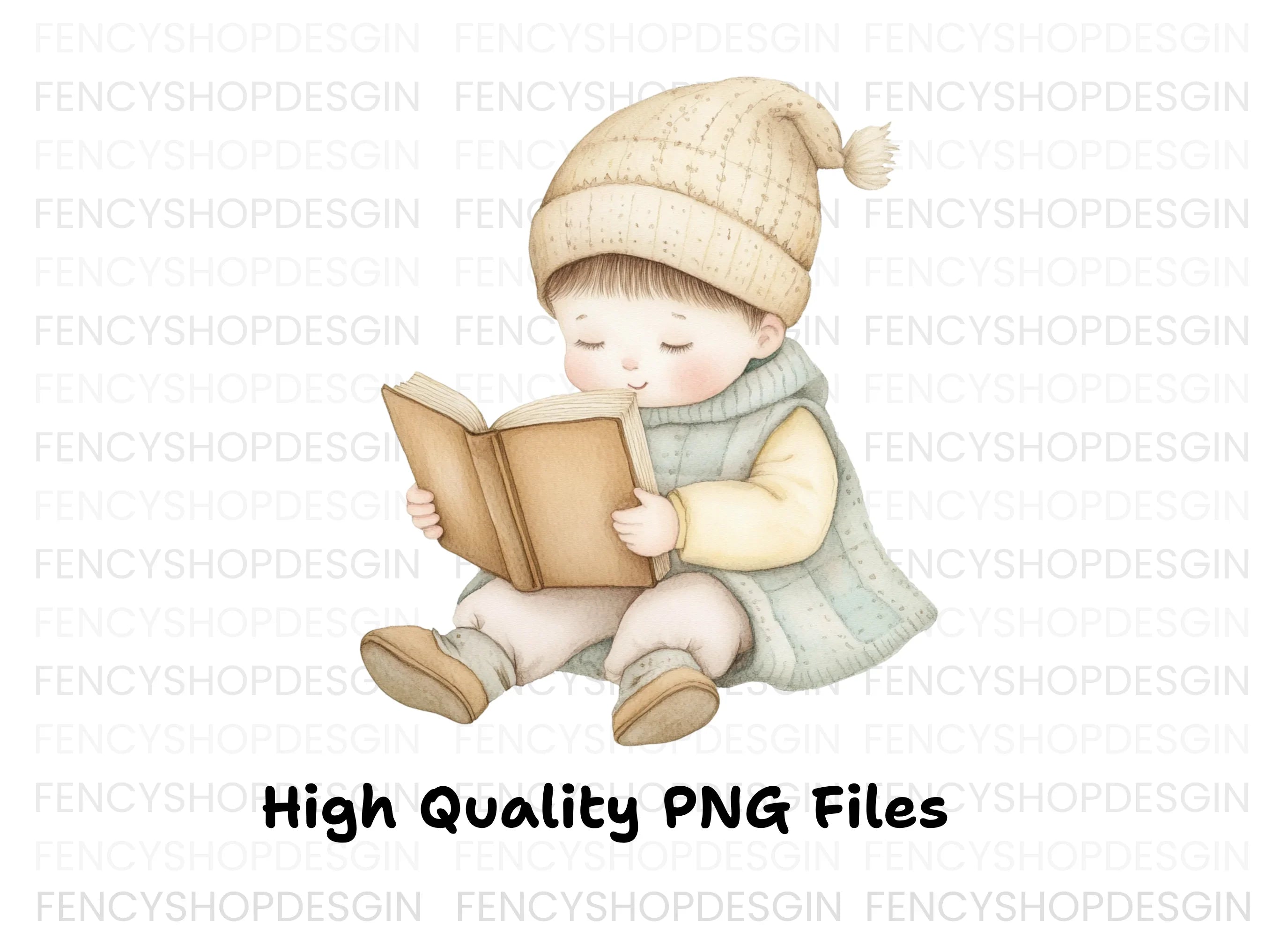 Cute Baby Reading Book Clipart Bundle