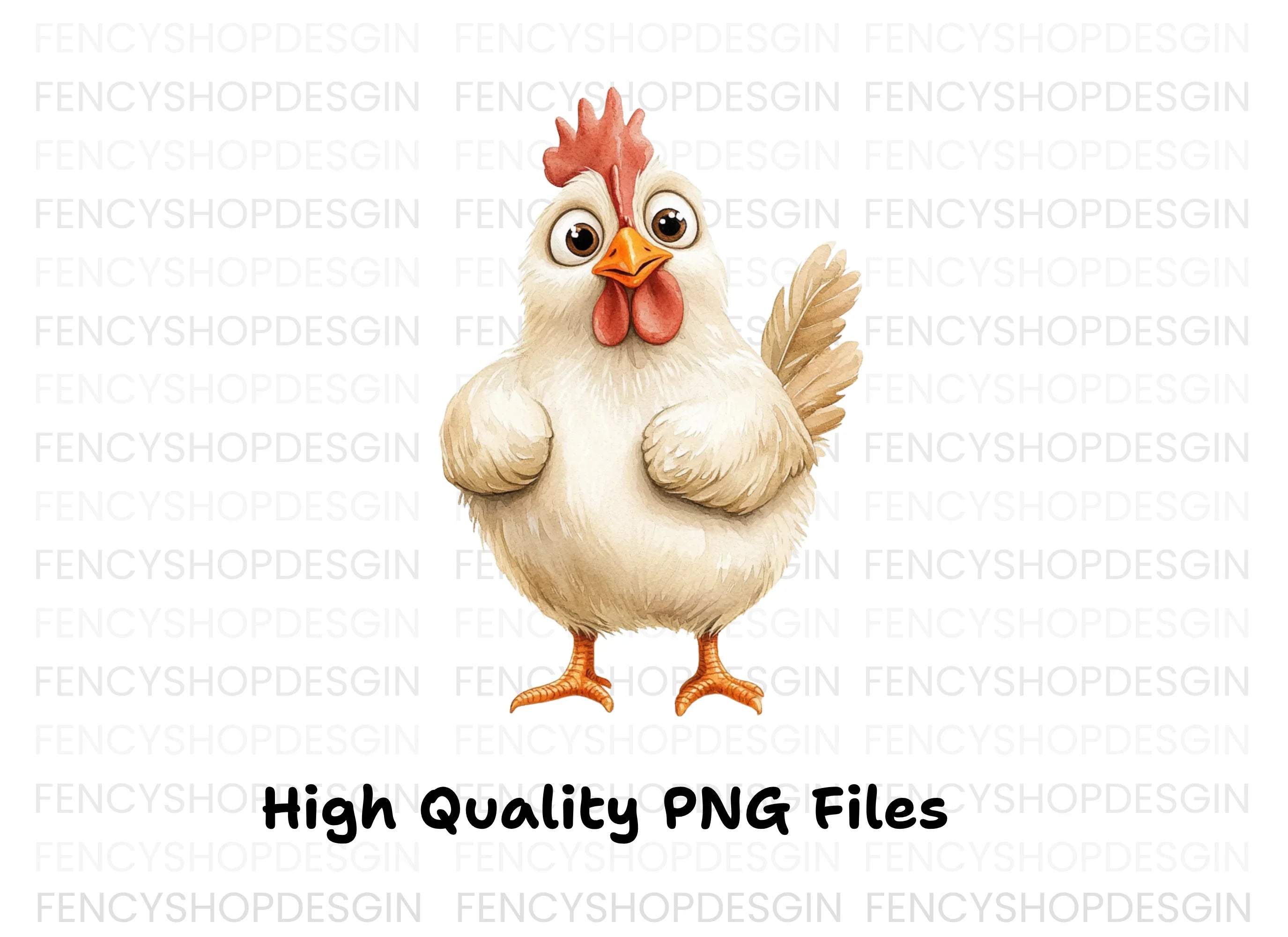 Cute White Chicken Illustration Clipart Bundle