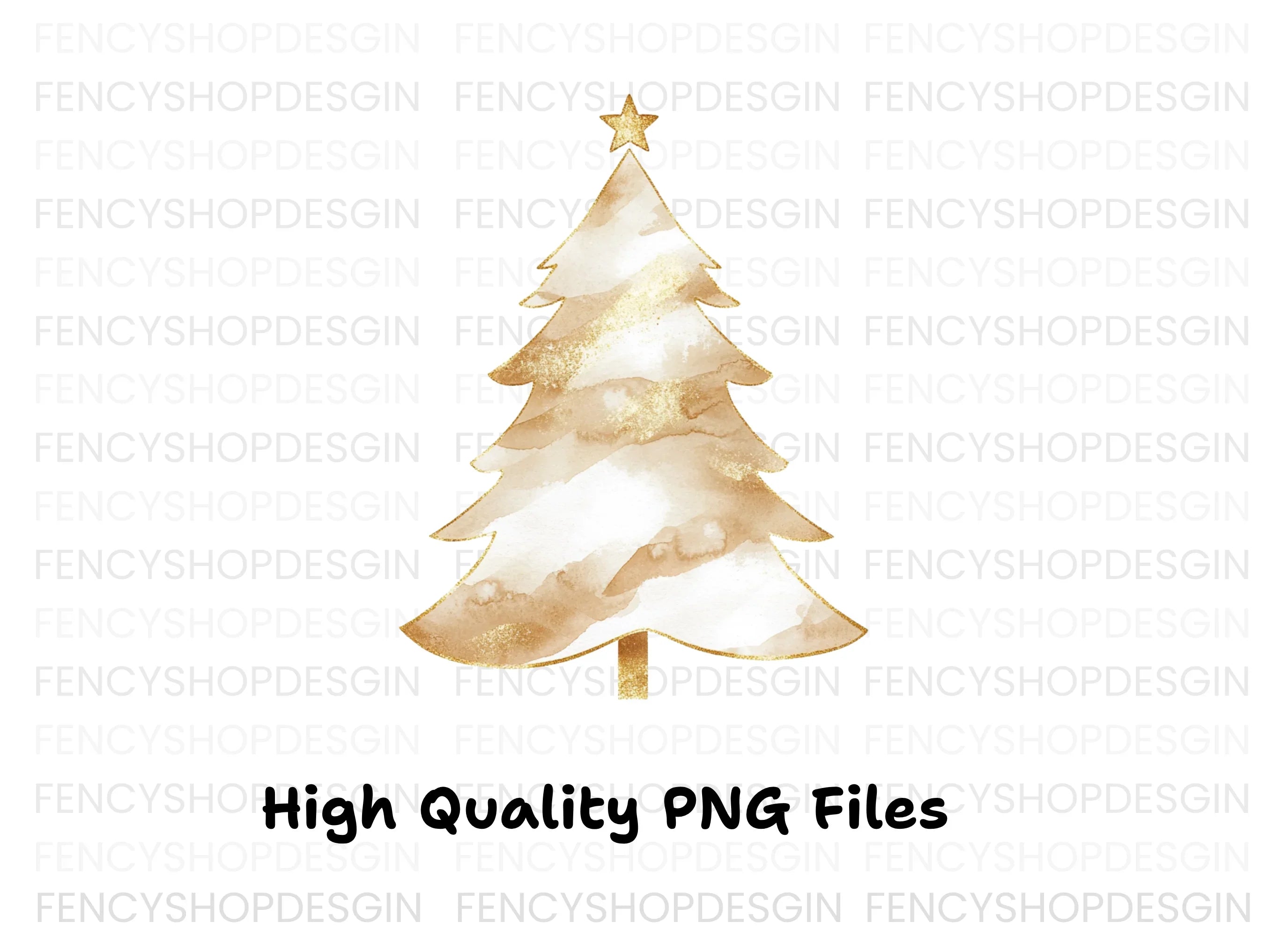 Sparkling Gold Christmas Tree Clipart Bundle