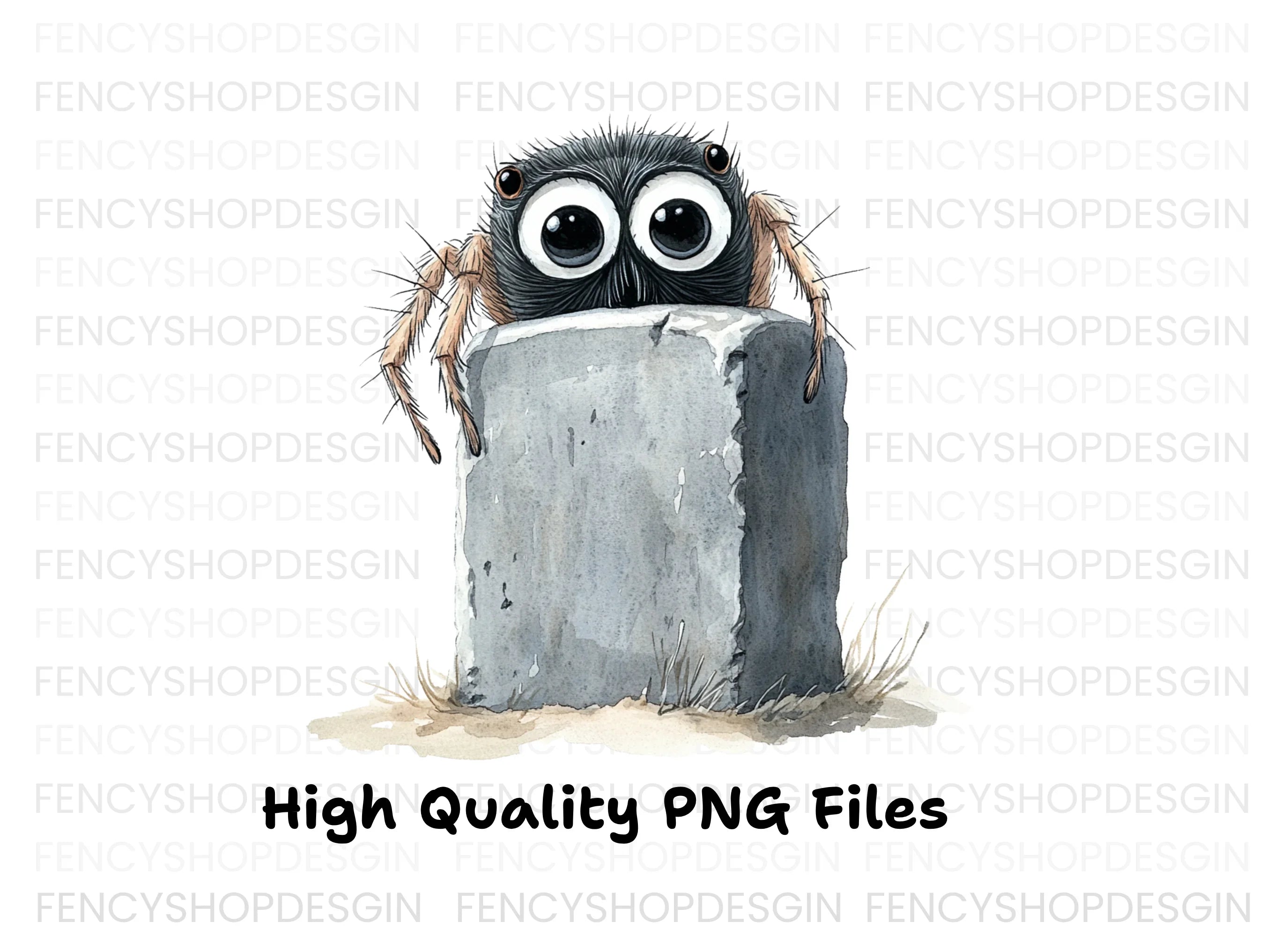 Cute Spiders on Gravestones Clipart Bundle