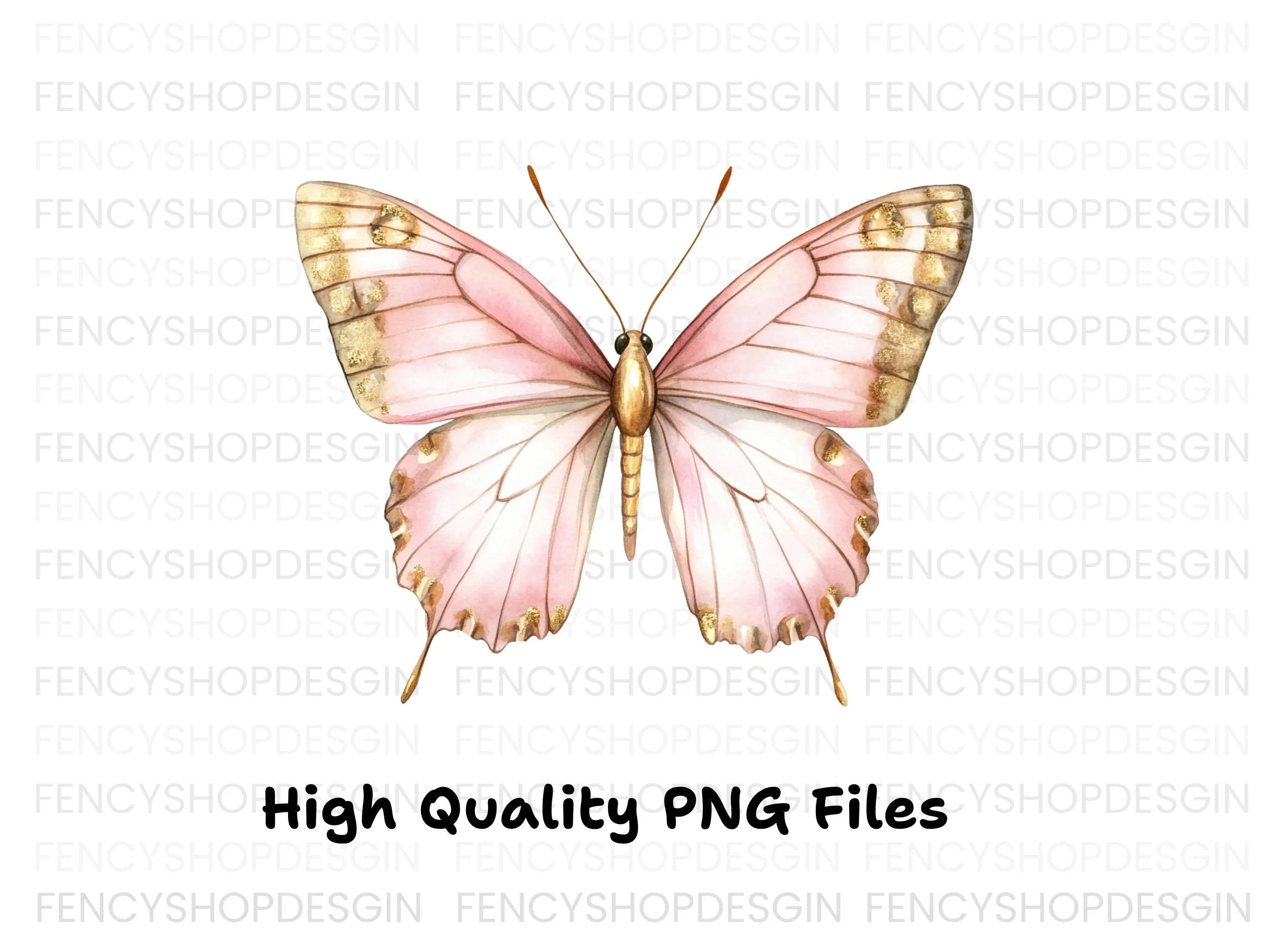 Elegant Pink and Gold Butterfly Clipart Bundle
