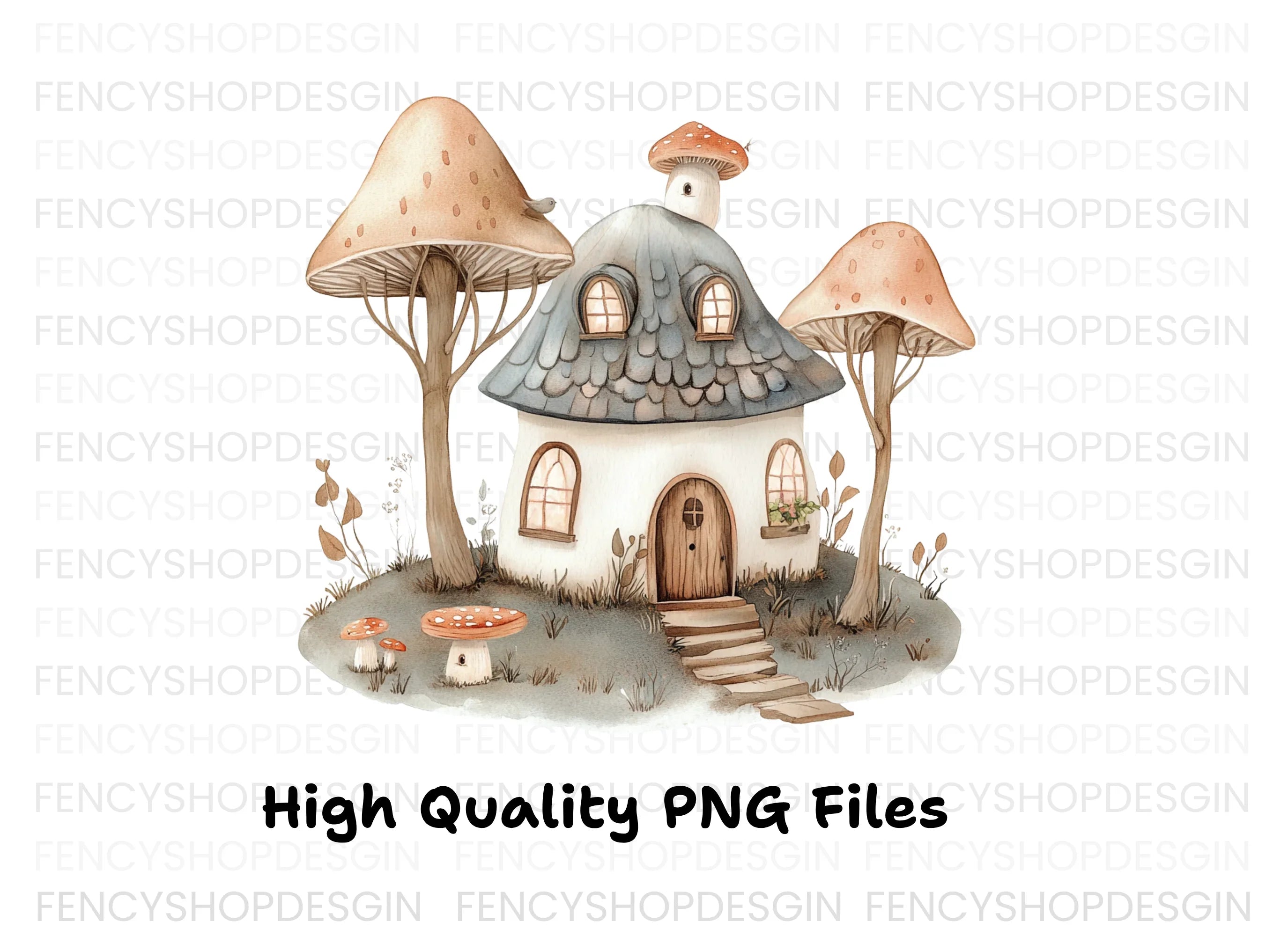 Mushroom House Village Clipart Bundle