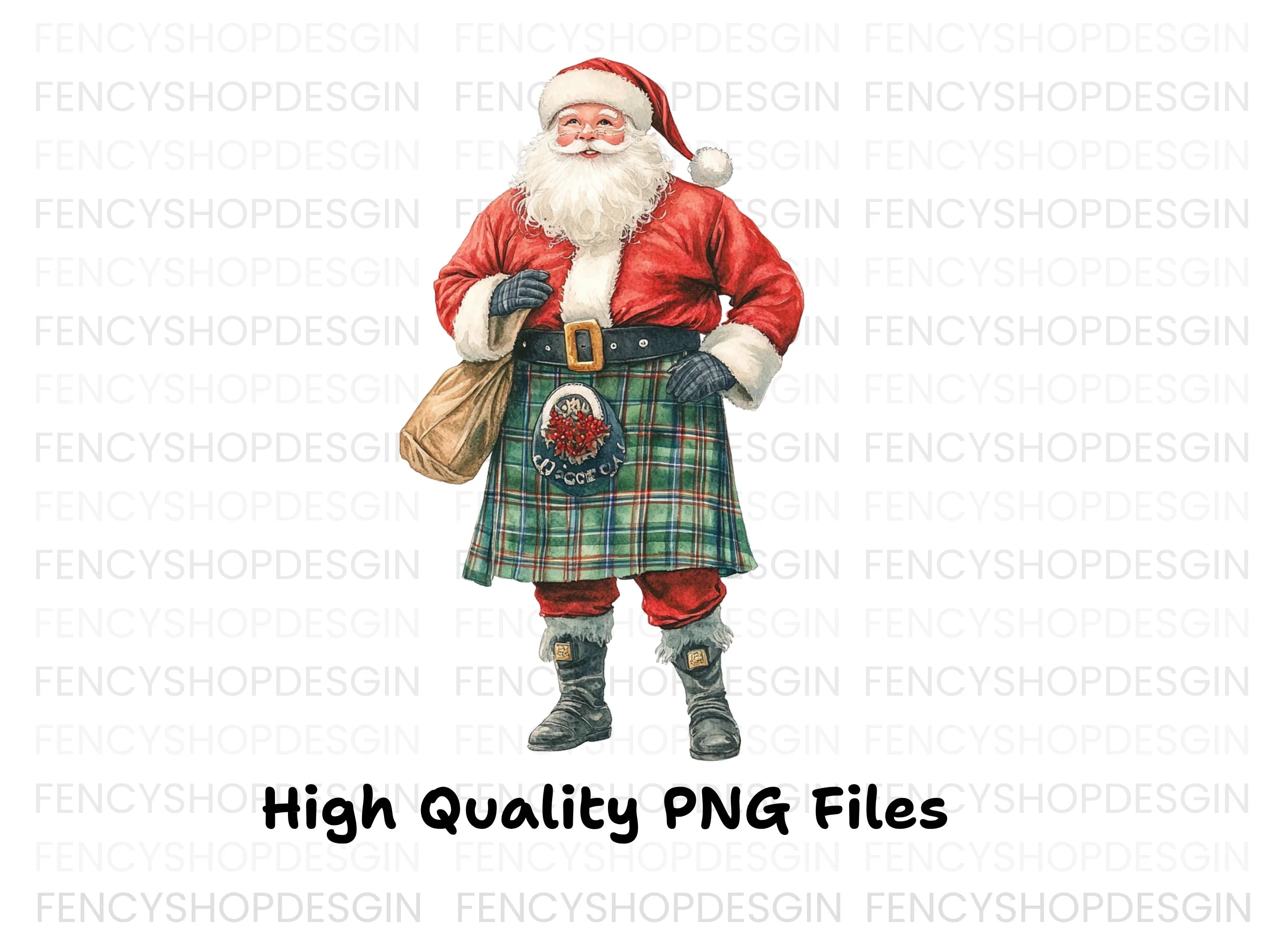 Scottish Santa Claus Clipart Bundle
