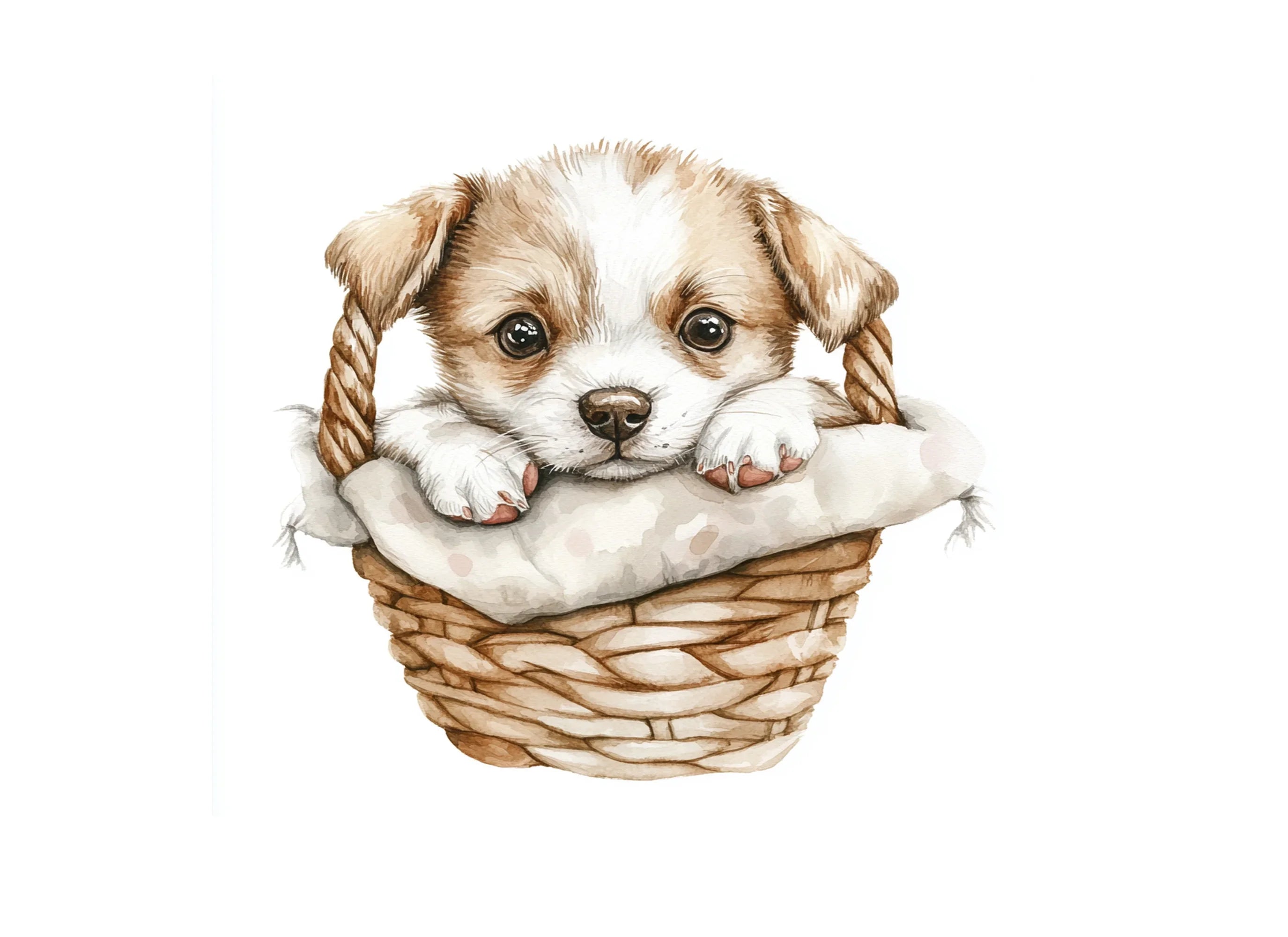 Valentine Puppies in Baskets Clipart Bundle