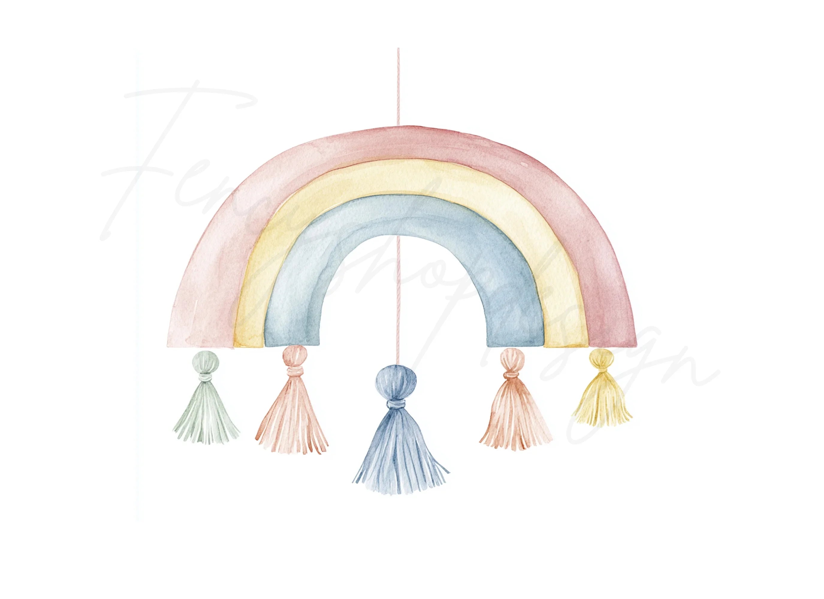Boho Rainbow Tassel Clipart Bundle