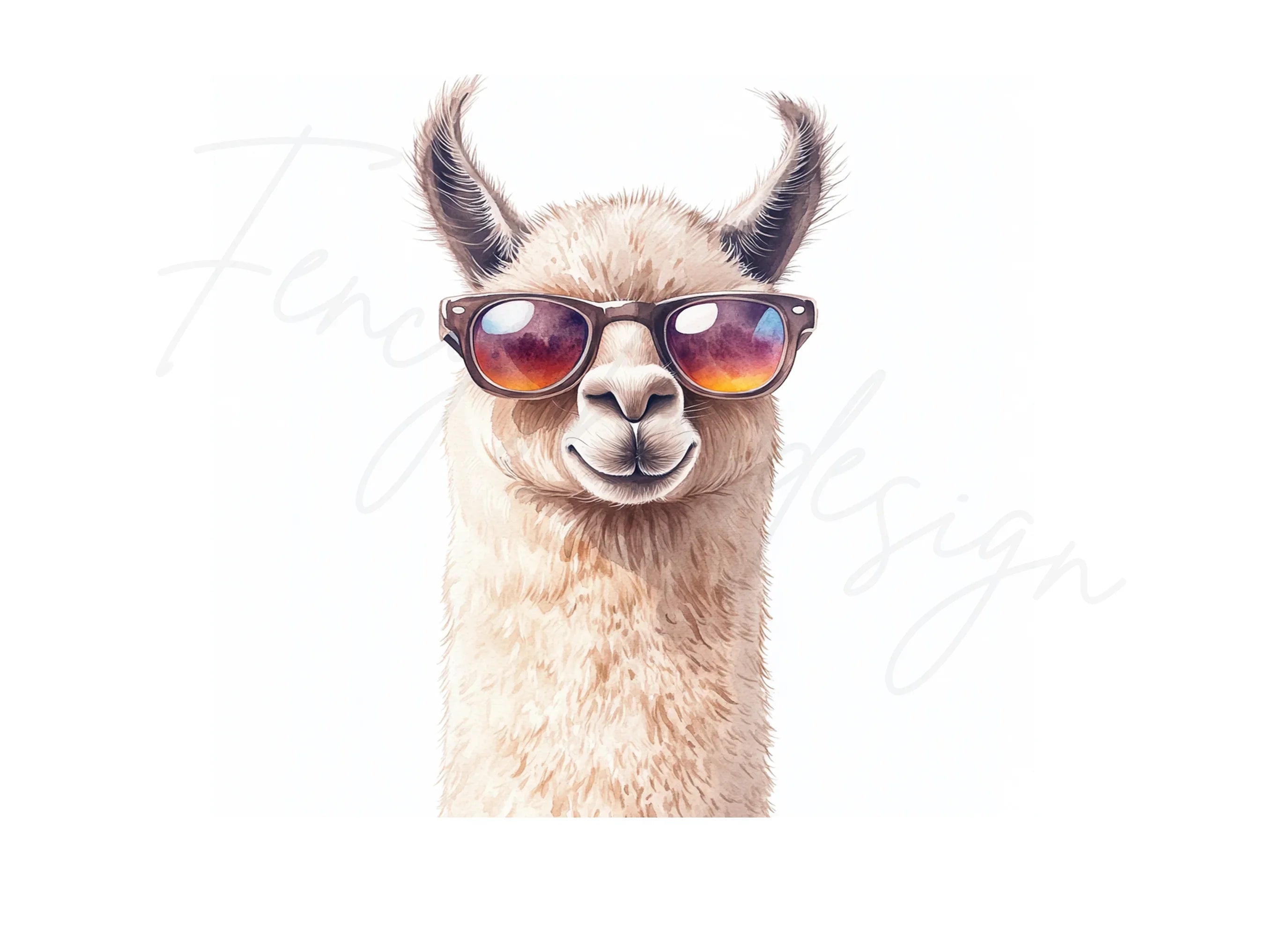 Stylish Llama Duo in Sunglasses Clipart Bundle