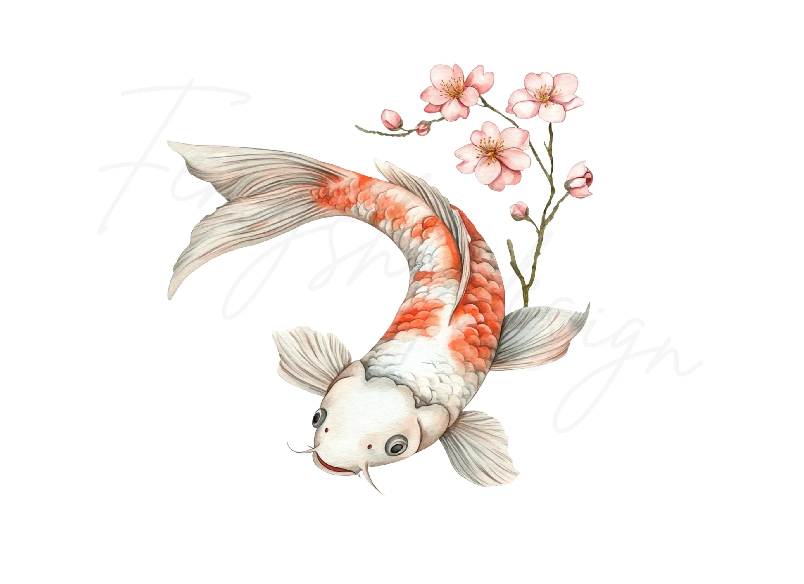 Koi Fish Cherry Blossom Clipart Bundle