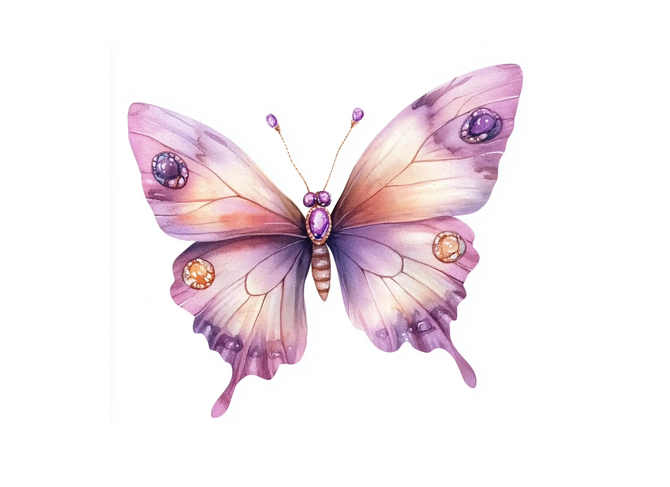 Purple Pink Jeweled Butterfly Clipart Bundle