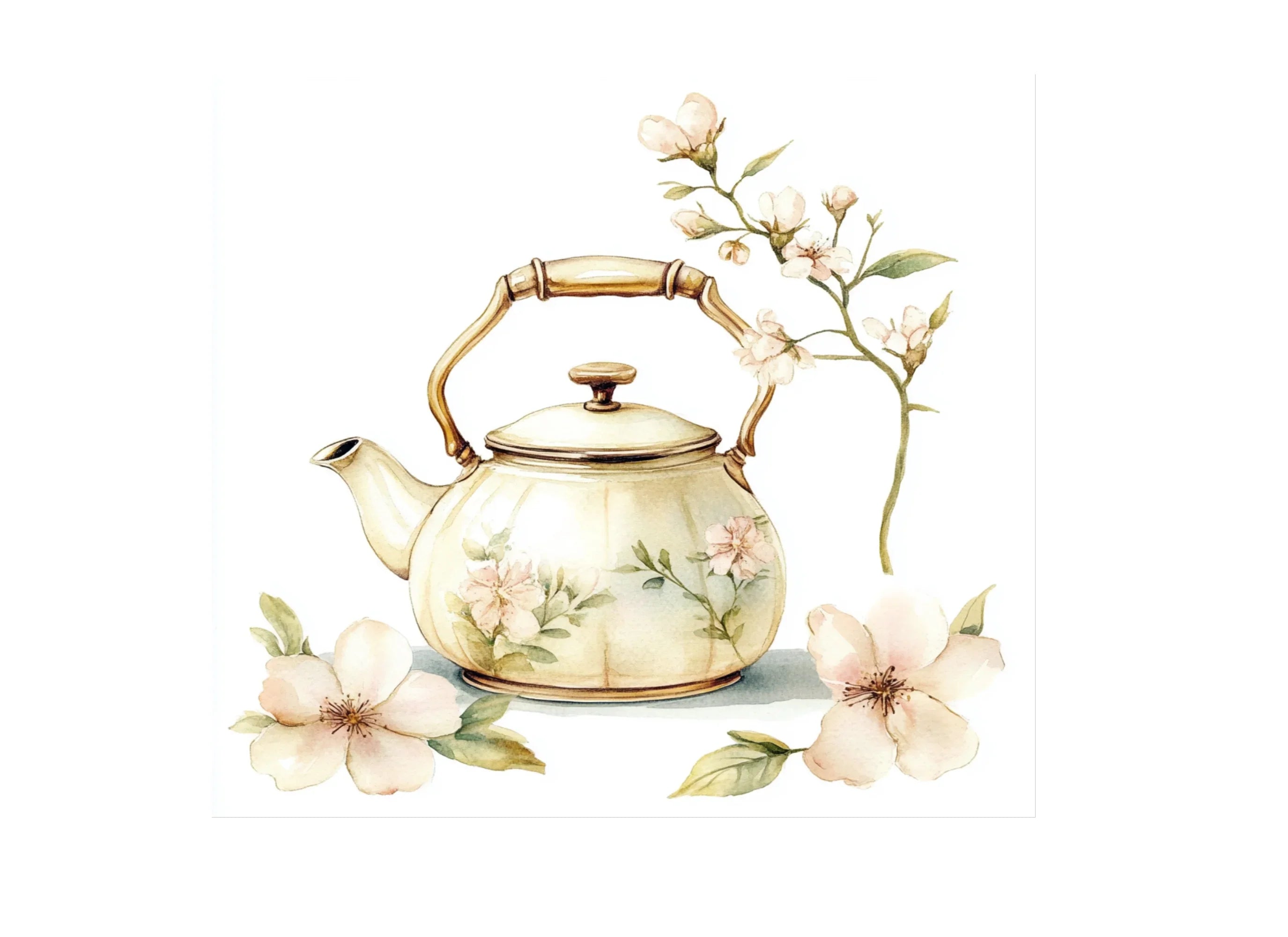 Vintage Floral Teapot Clipart Bundle