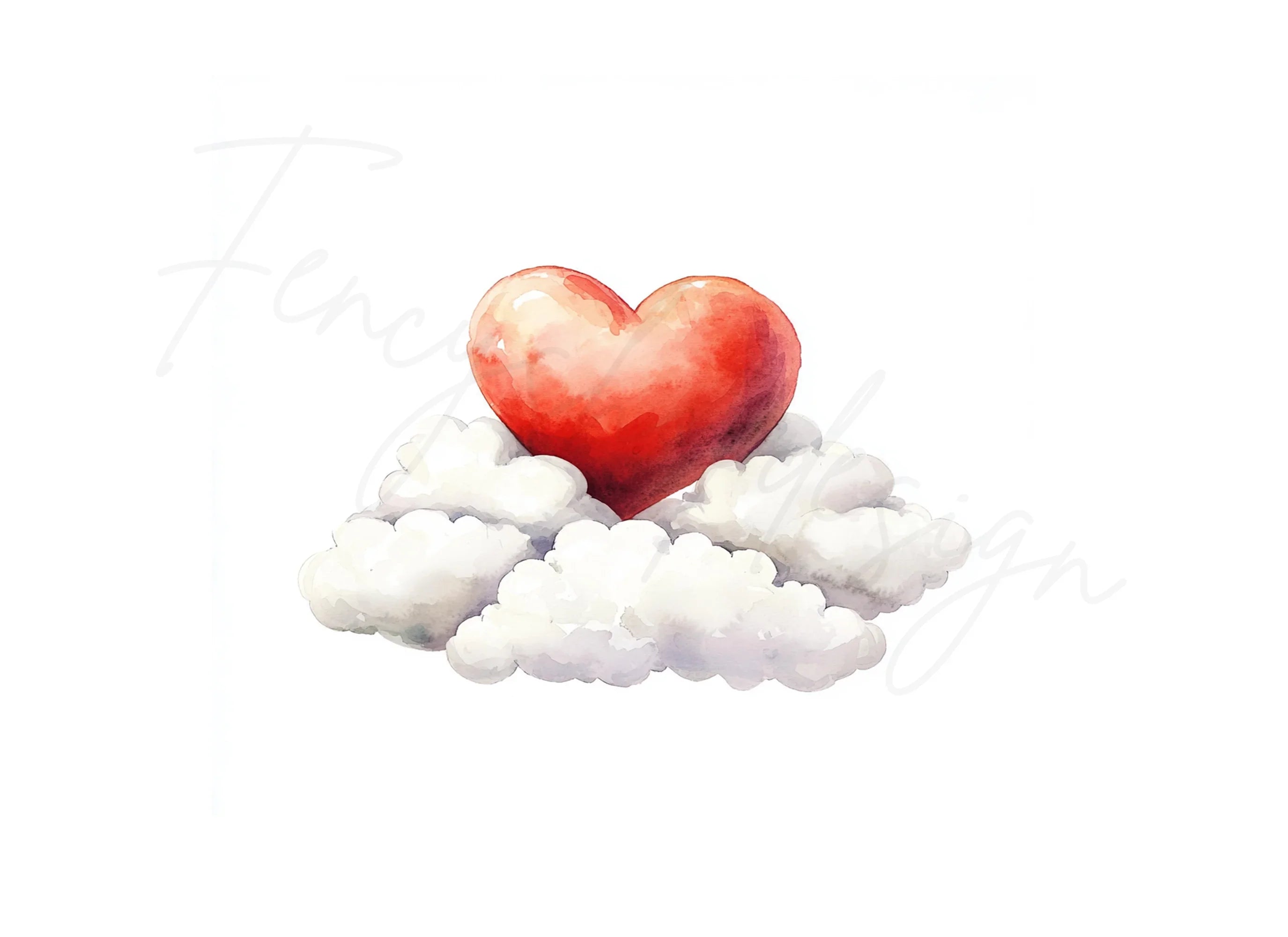 Heart on Cloud Clipart Bundle