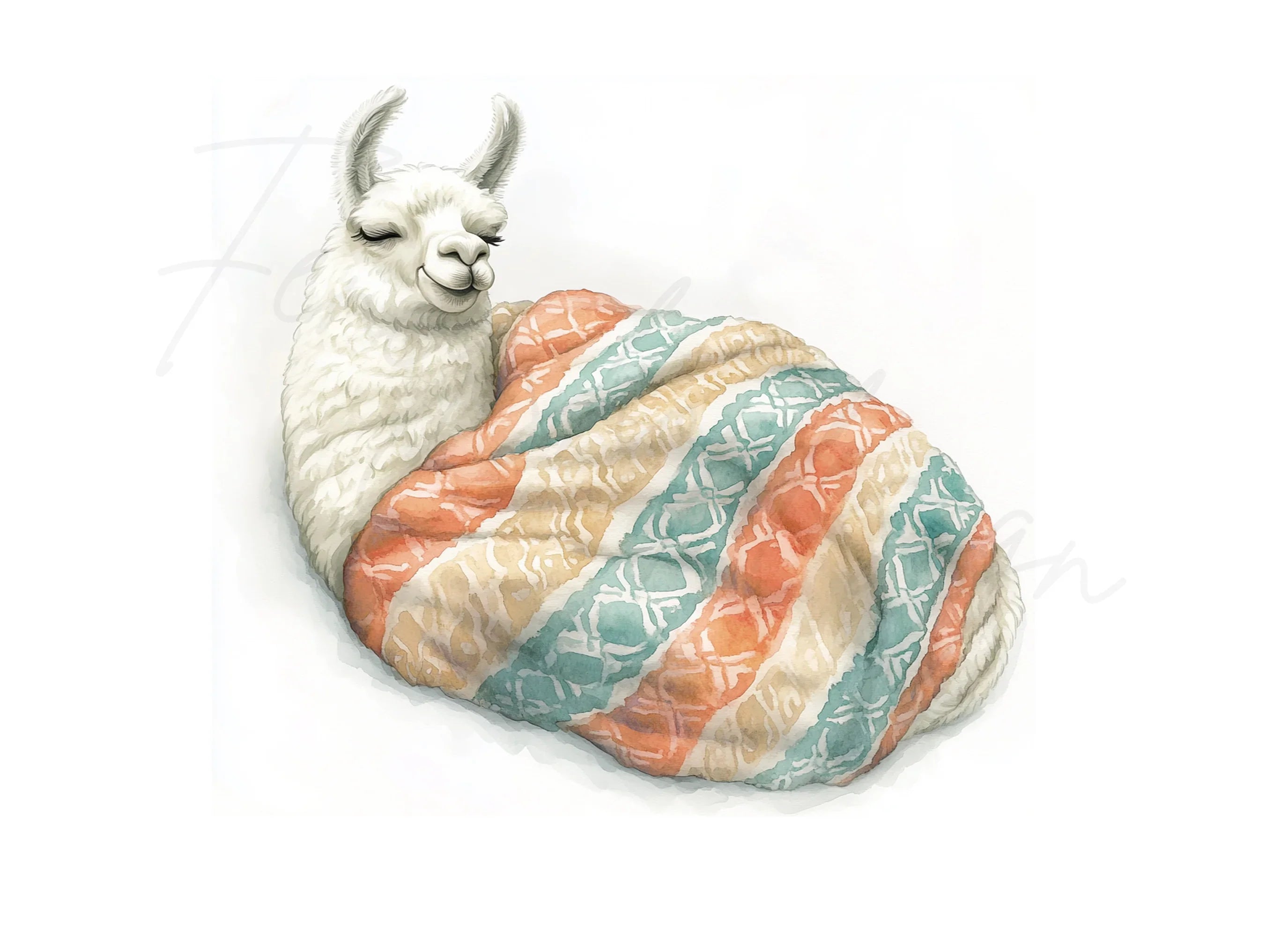 Cozy Llama in Soft Blankets Clipart Bundle