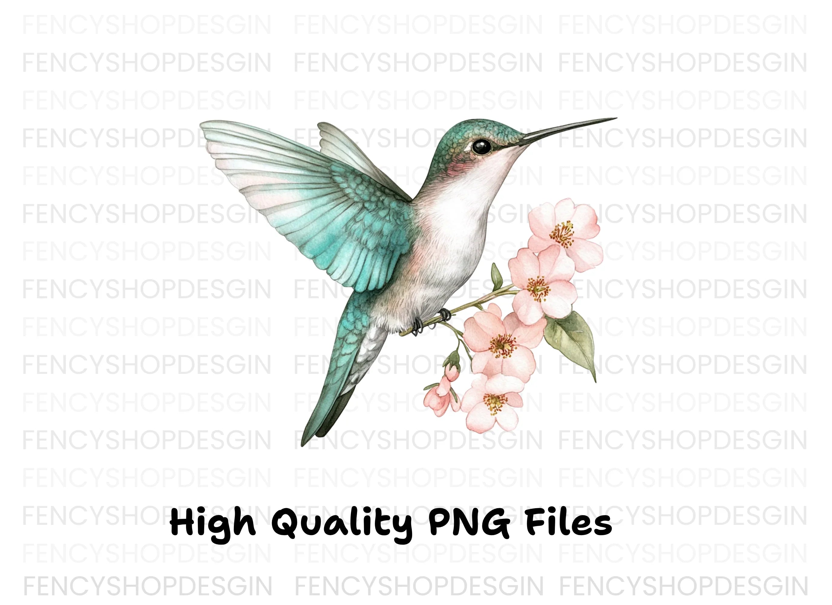 Hummingbird and Cherry Blossom Clipart Bundle