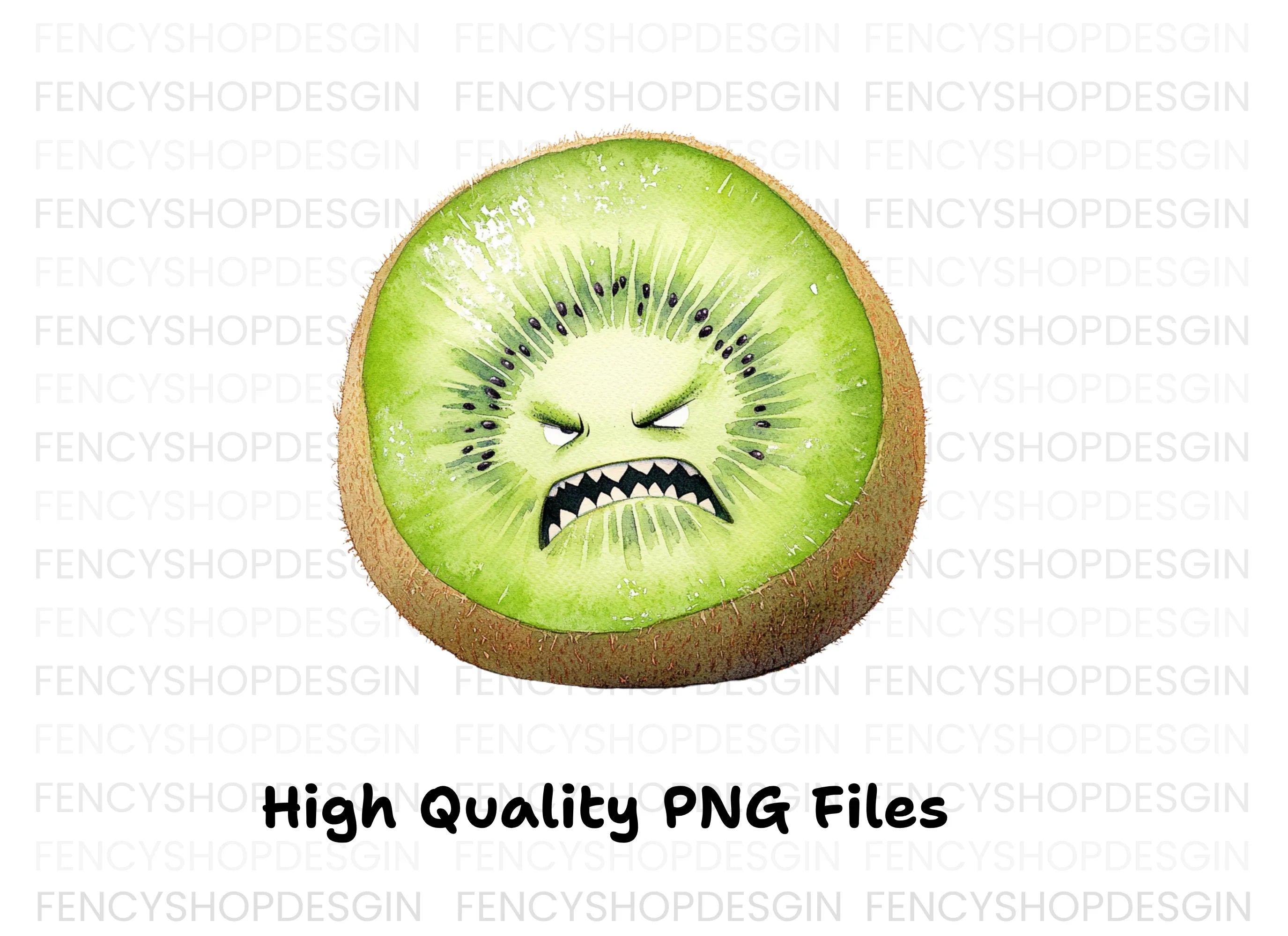 Furious Kiwi Fruit Character Clipart Bundle
