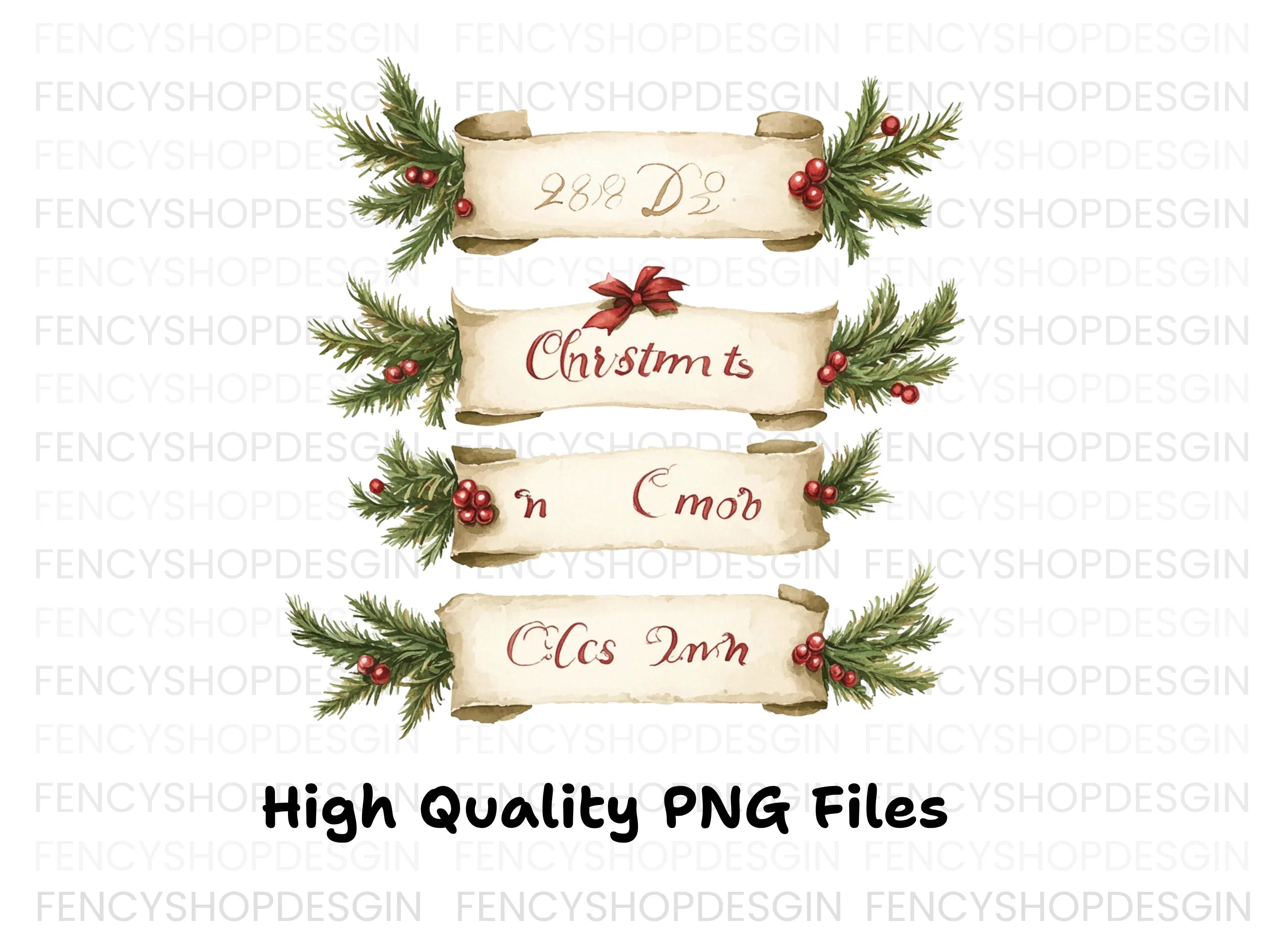 Christmas Scroll Banners Clipart Bundle