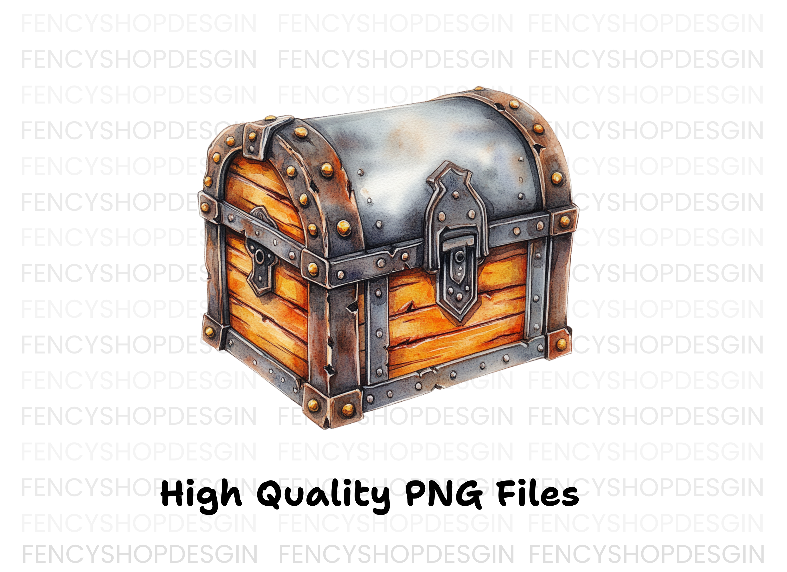 Rustic Wooden Treasure Chest Clipart Bundle