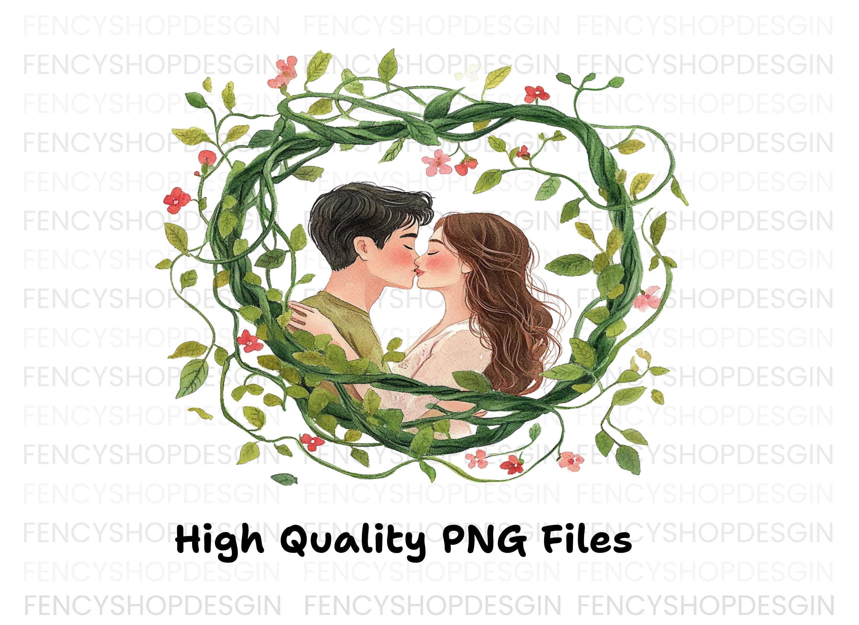 Romantic Couple Kissing Clipart Bundle