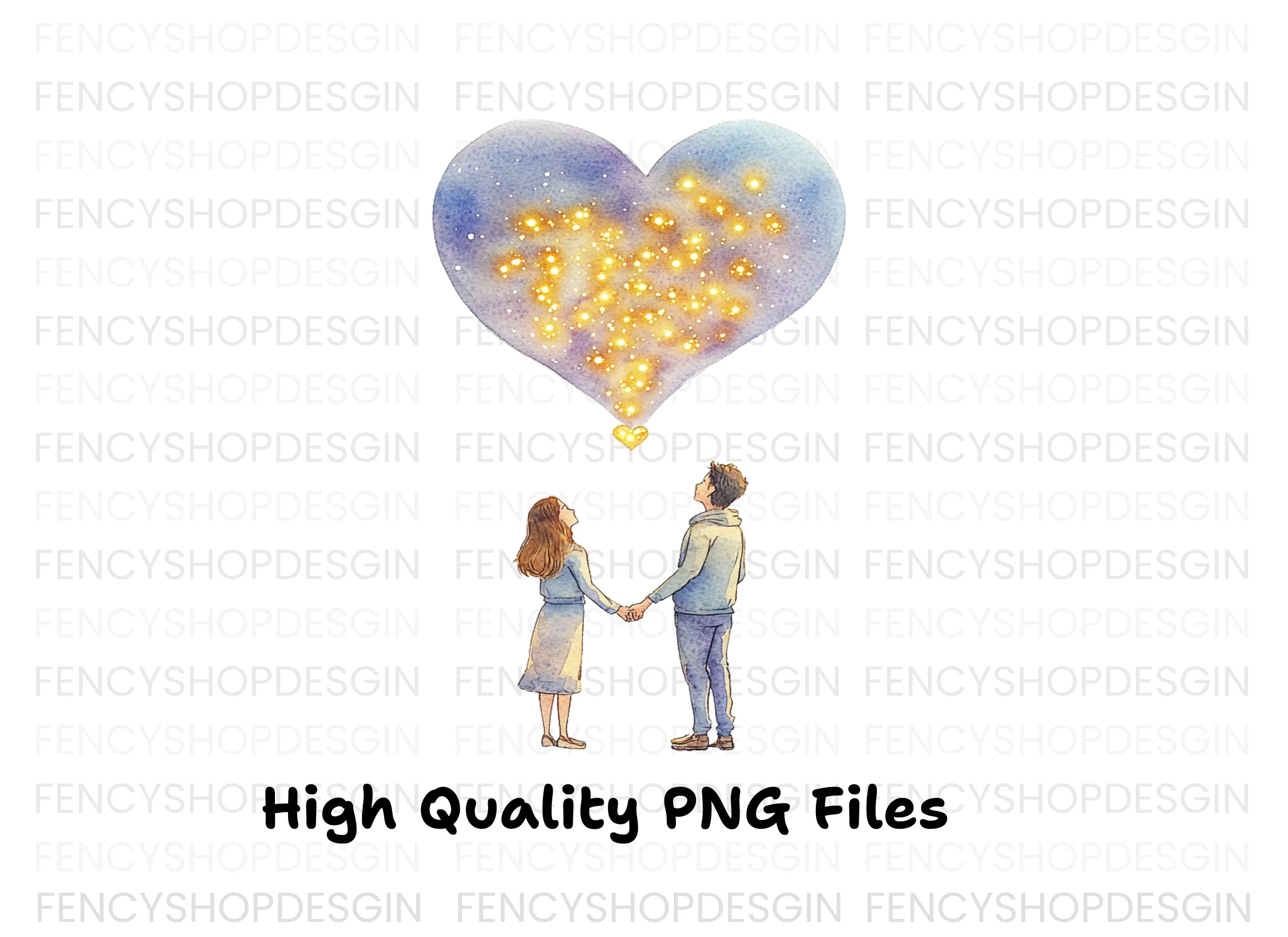 Dreamy Love Heart Couple Clipart Bundle