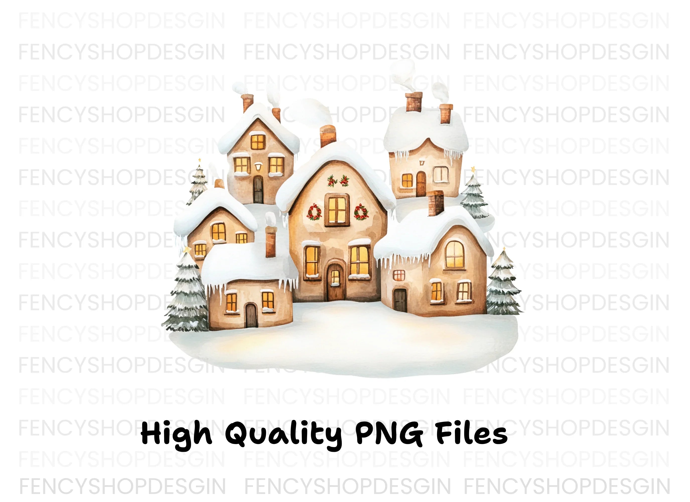 Winter Village Clipart Bundle