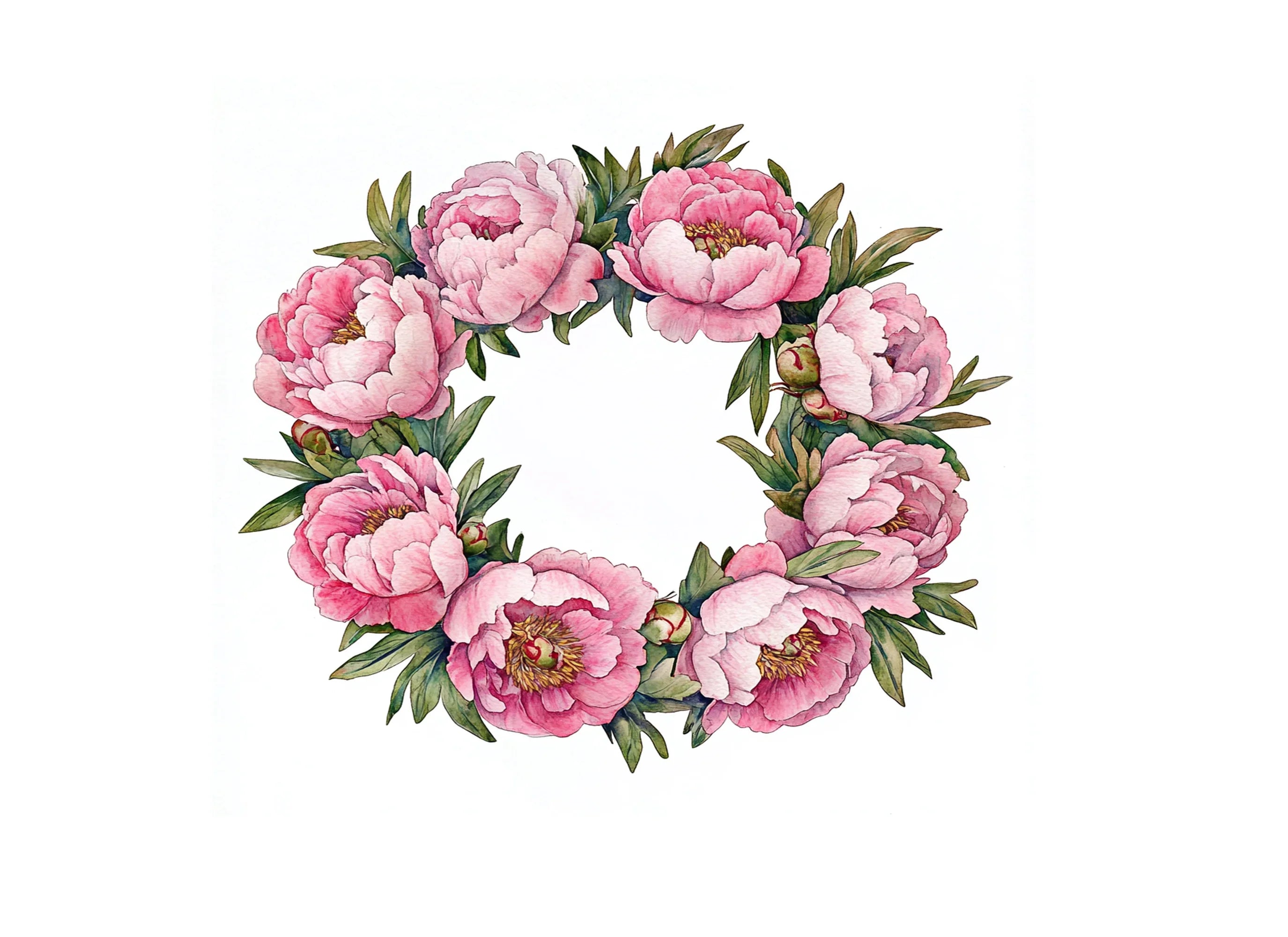 Pink Peony Wreath Clipart Bundle