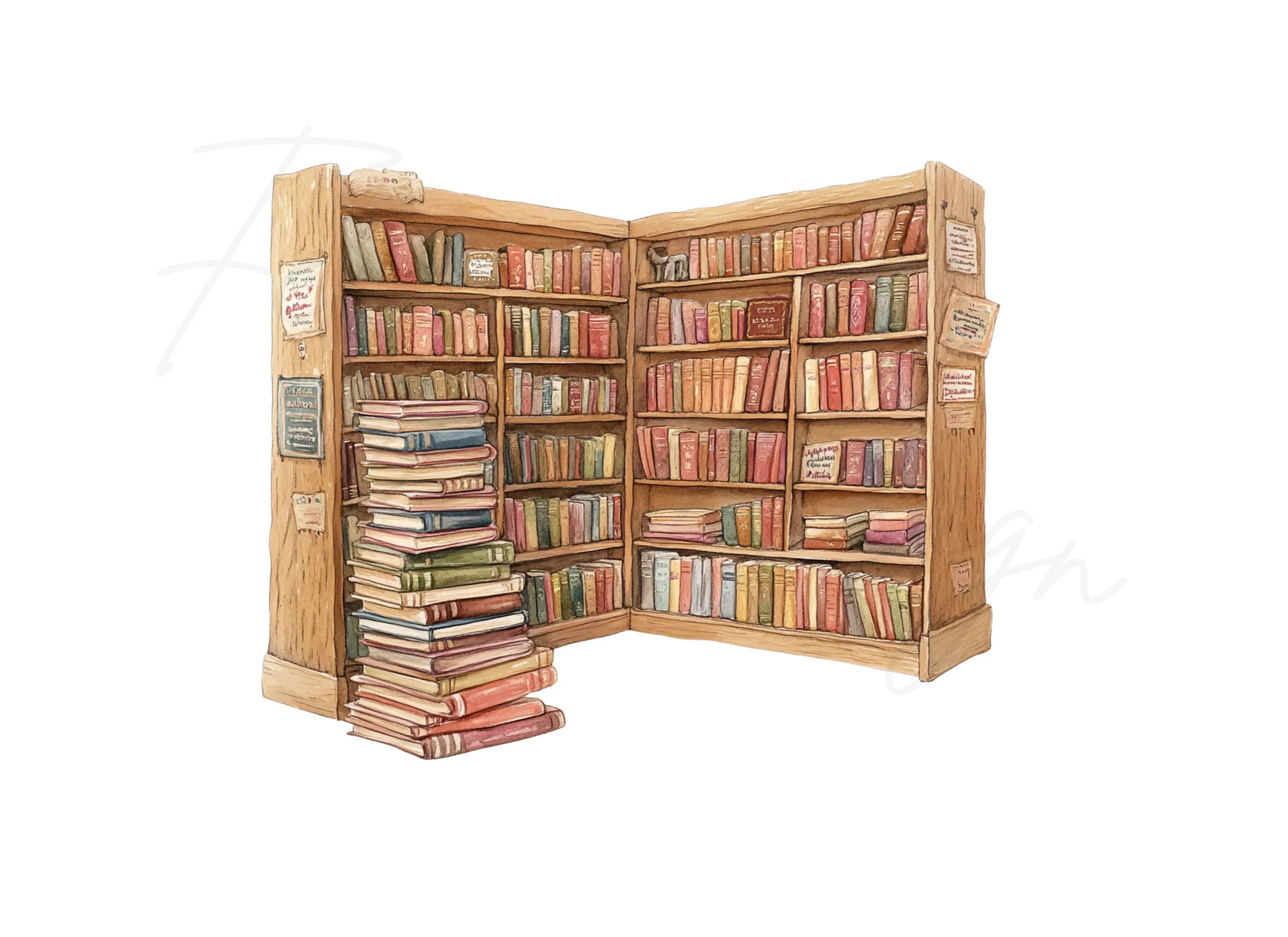 Cozy Corner Bookshelf Clipart Bundle