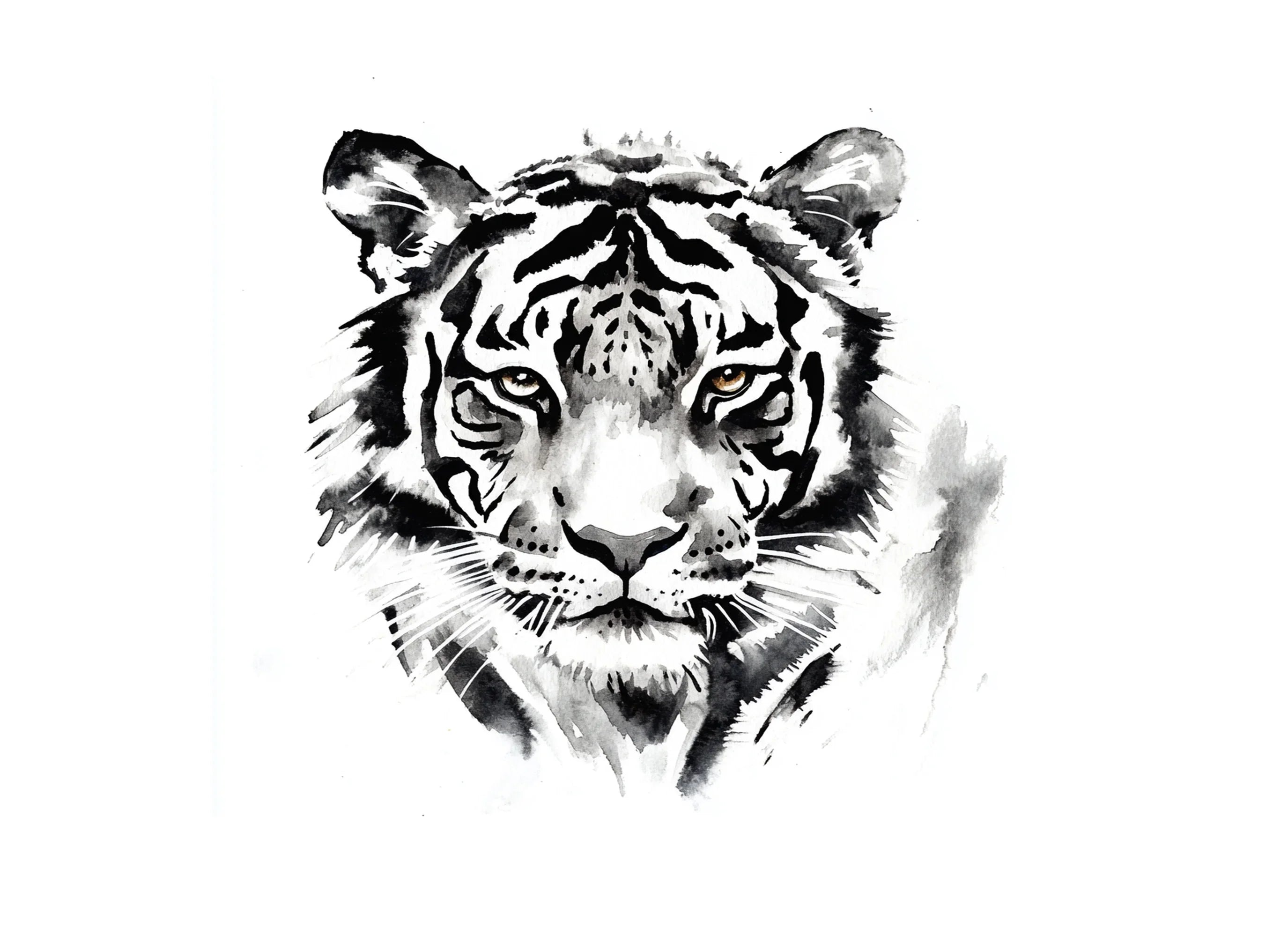 Majestic Tiger Head Black and White Clipart Bundle