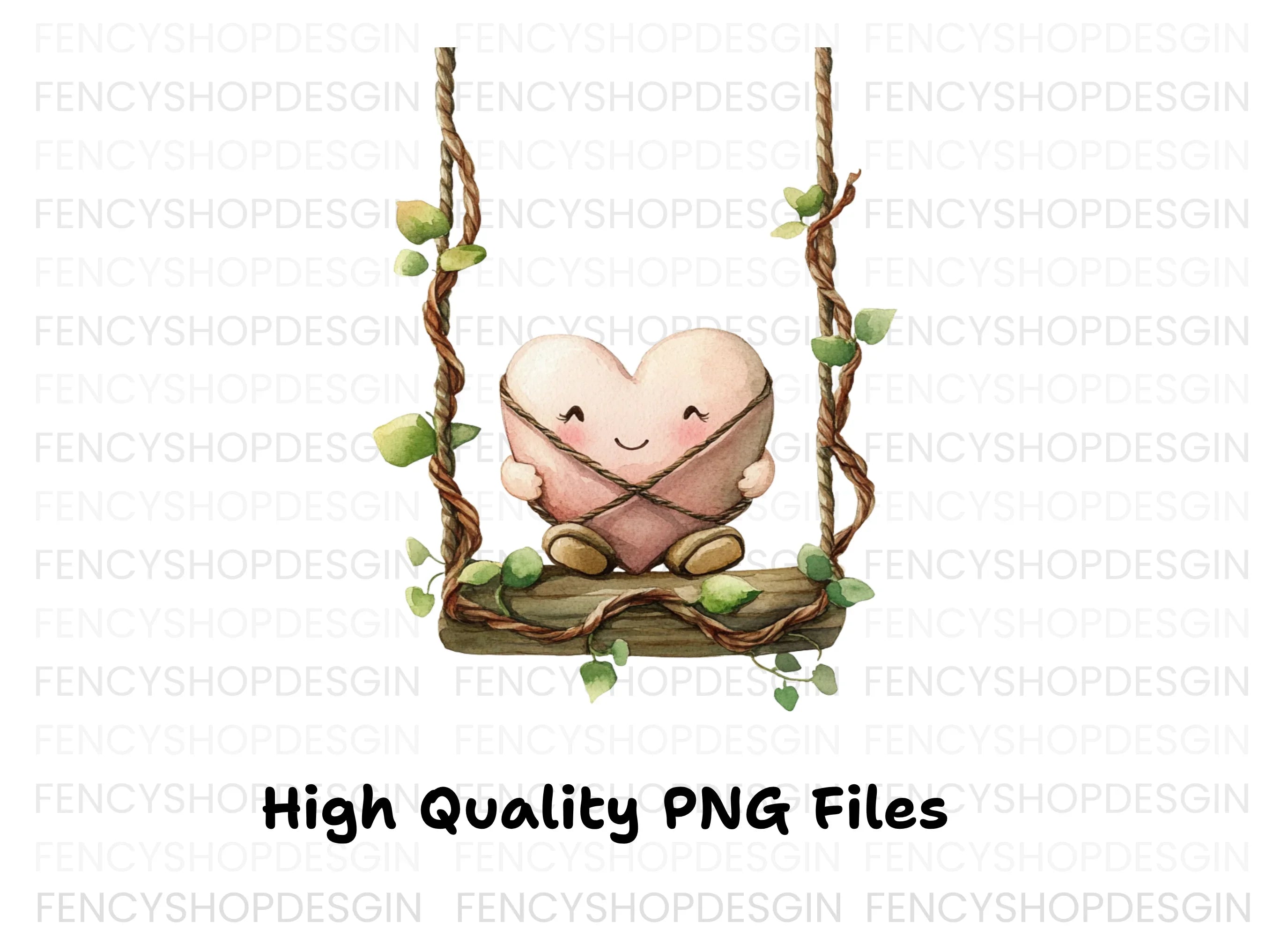 Cute Heart Swings Clipart Bundle
