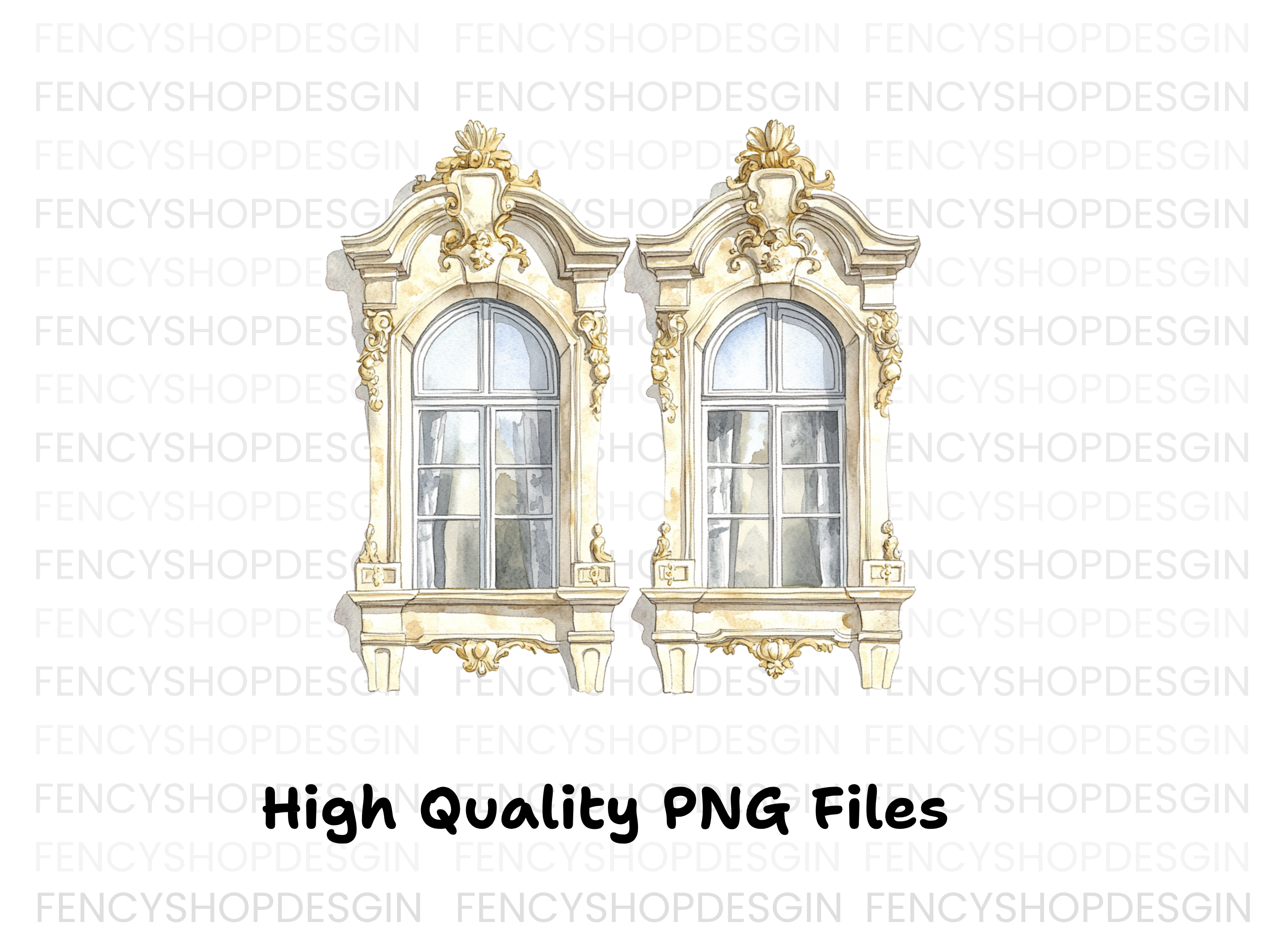 Baroque Ornate Windows Clipart Bundle